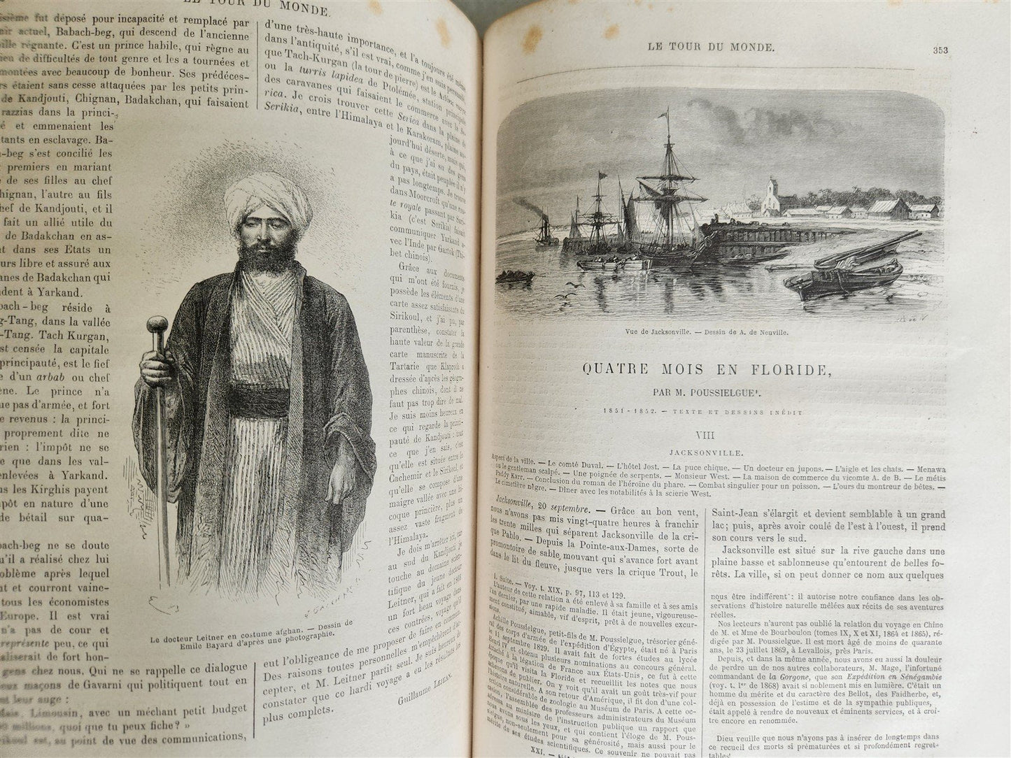 1870 HISTORY of VOYAGES ILLUSTRATED antique CROATIA BOSNIA INDIA FLORIDA AFRICA