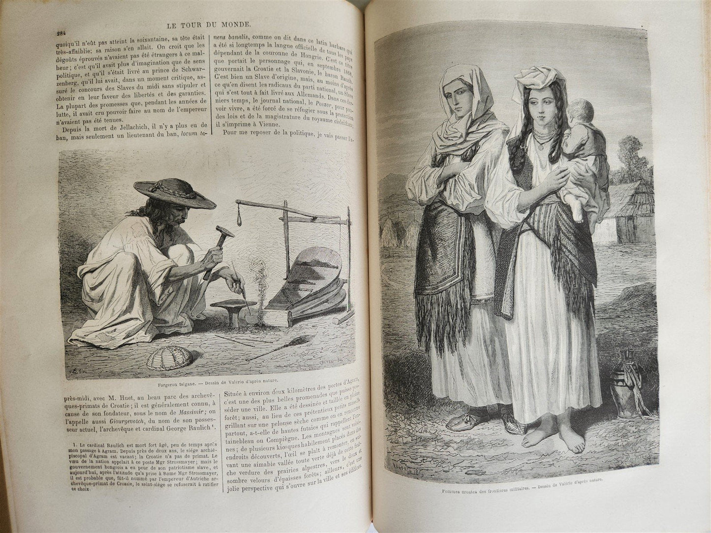 1870 HISTORY of VOYAGES ILLUSTRATED antique CROATIA BOSNIA INDIA FLORIDA AFRICA