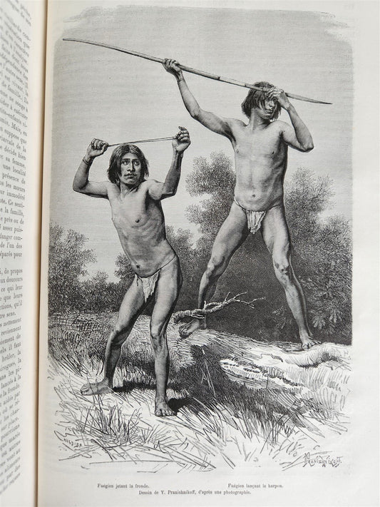 1885 HISTORY of VOYAGES ILLUSTRATED antique CHILE TUNISIA POLYNESIA INDIA