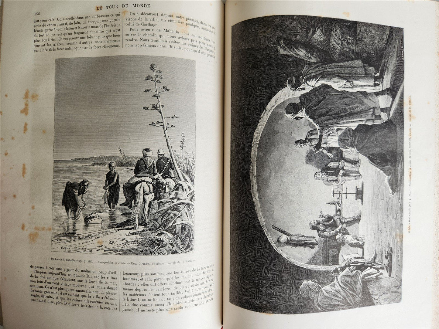 1885 HISTORY of VOYAGES ILLUSTRATED antique CHILE TUNISIA POLYNESIA INDIA