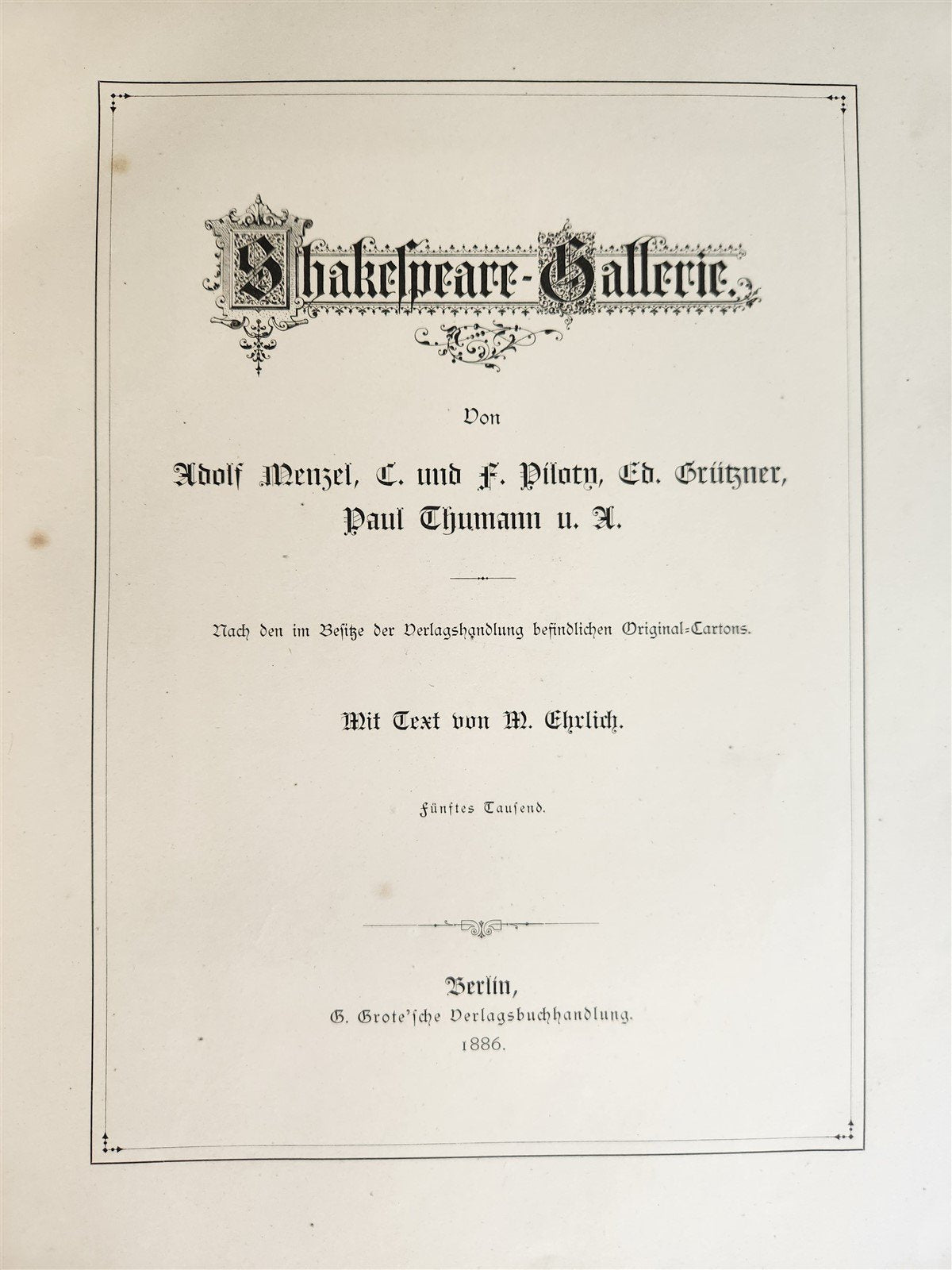 1886 SHAKESPEARE GALLERIE antique ILLUSTRATED FOLIO