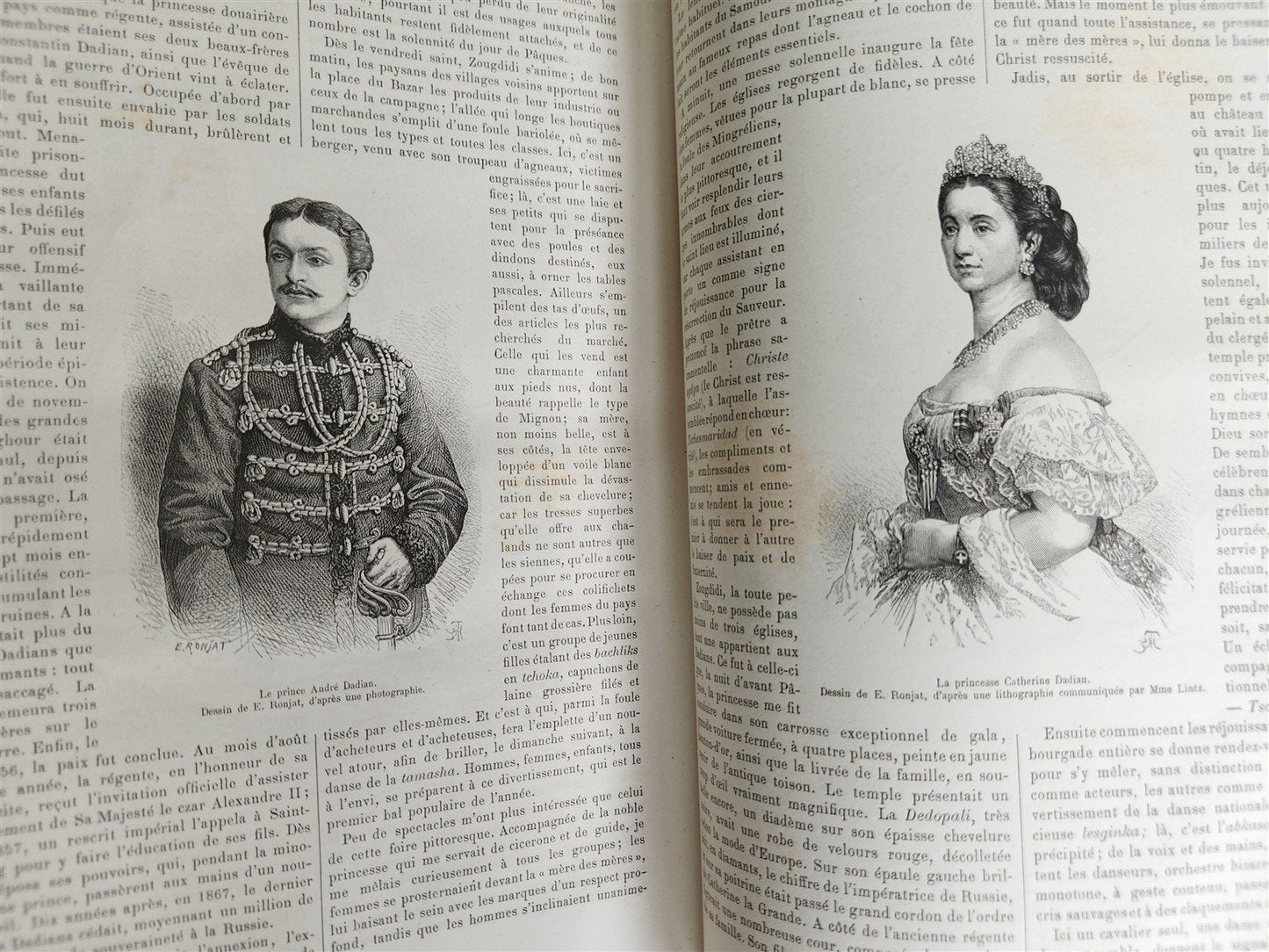 1881 HISTORY VOYAGES ILLUSTRATED antique CAUCASUS BELGIUM AFRICA FRENCH GUIANA