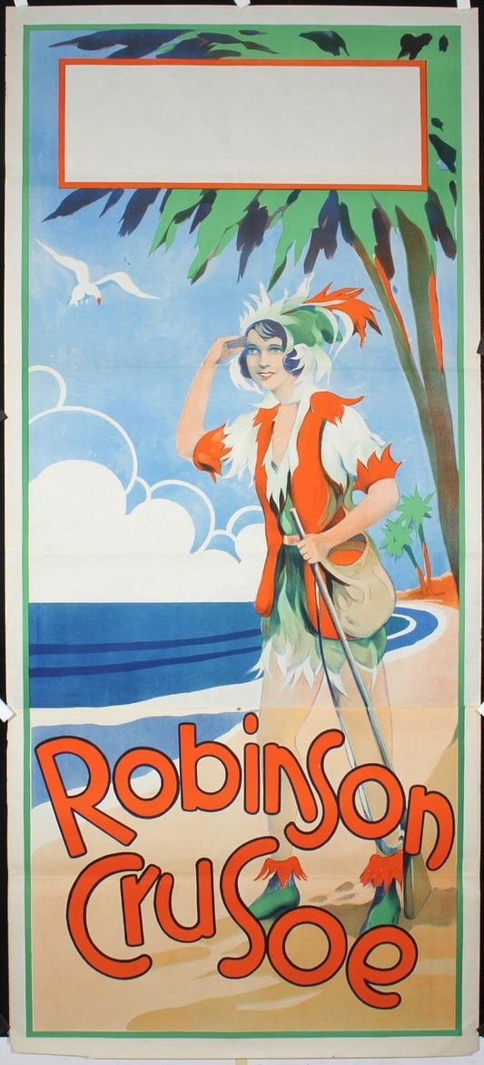 VINTAGE ORIGINAL LARGE 1930s BRITISH THEATER ADVERTISING POSTER ROBINSON CRUSOE