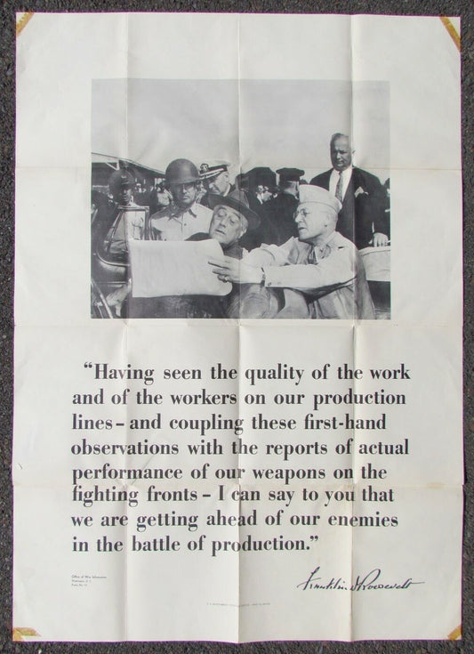 WWII ERA VINTAGE US MILITARY PROPAGANDA POSTER PRESIDENT ROOSEVELT 1942