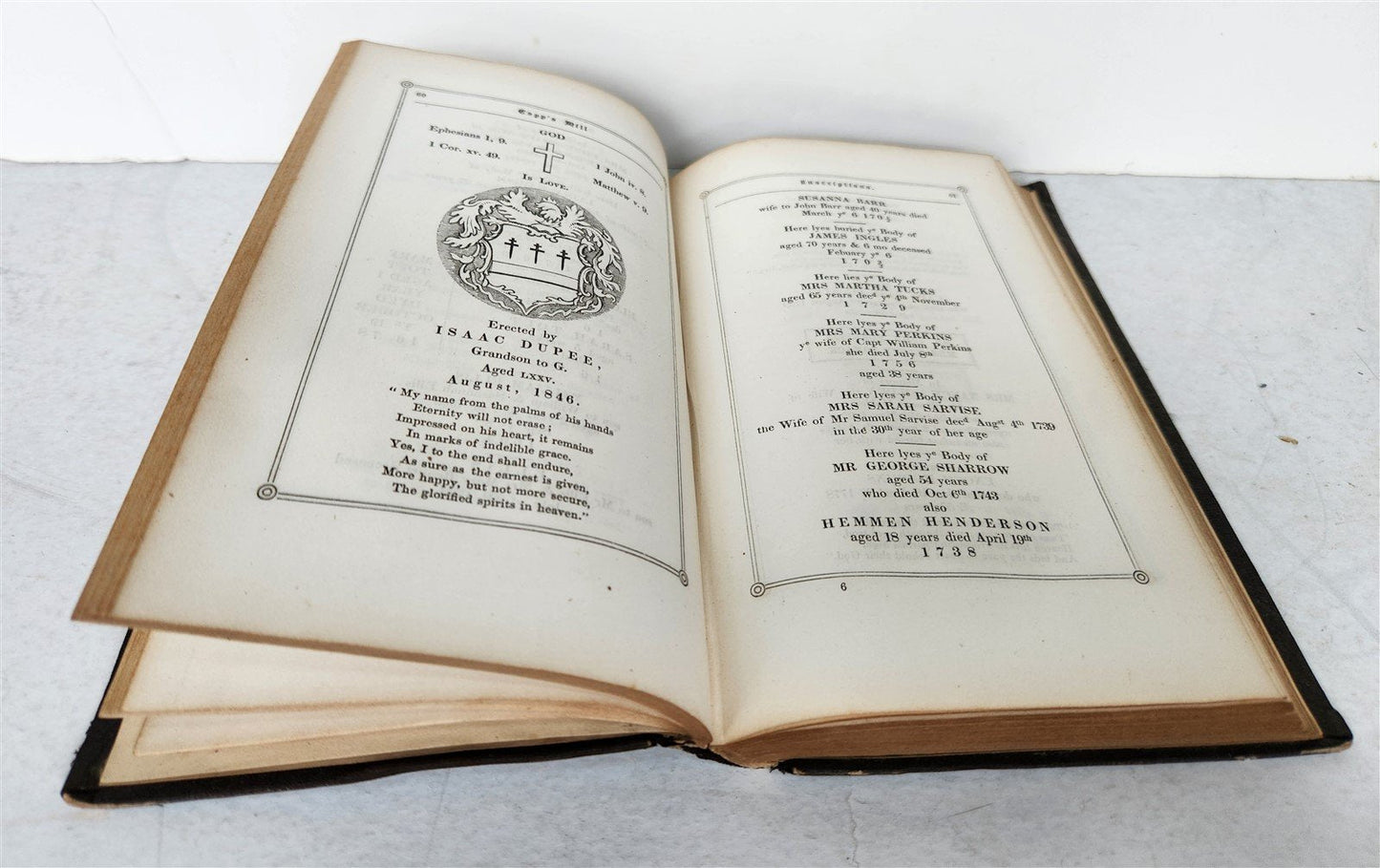 1851 EPITAPHS from COPP'S HILL BURIAL GROUND, BOSTON antique AMERICANA