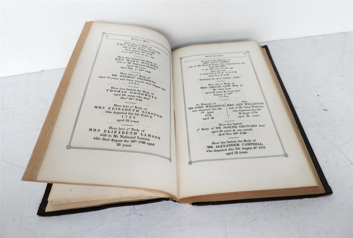 1851 EPITAPHS from COPP'S HILL BURIAL GROUND, BOSTON antique AMERICANA