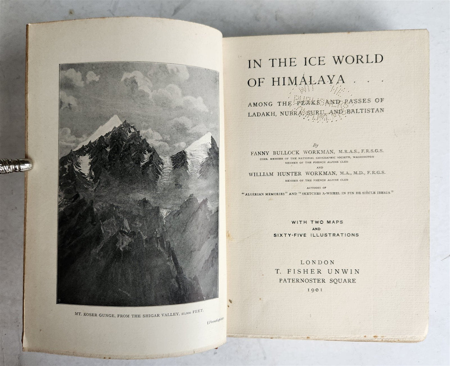 1901 IN THE ICE WORLD of HIMALAYA antique ILLUSTRATED w/ MAPS