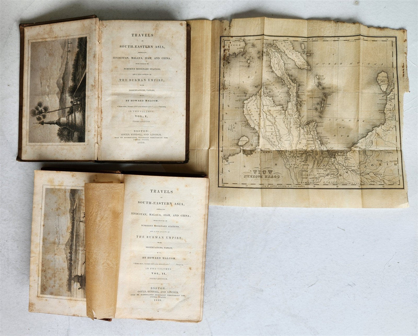 1839 TRAVELS SOUTHEAST ASIA antique ILLUSTRATED Hindustan Malaya Siam China