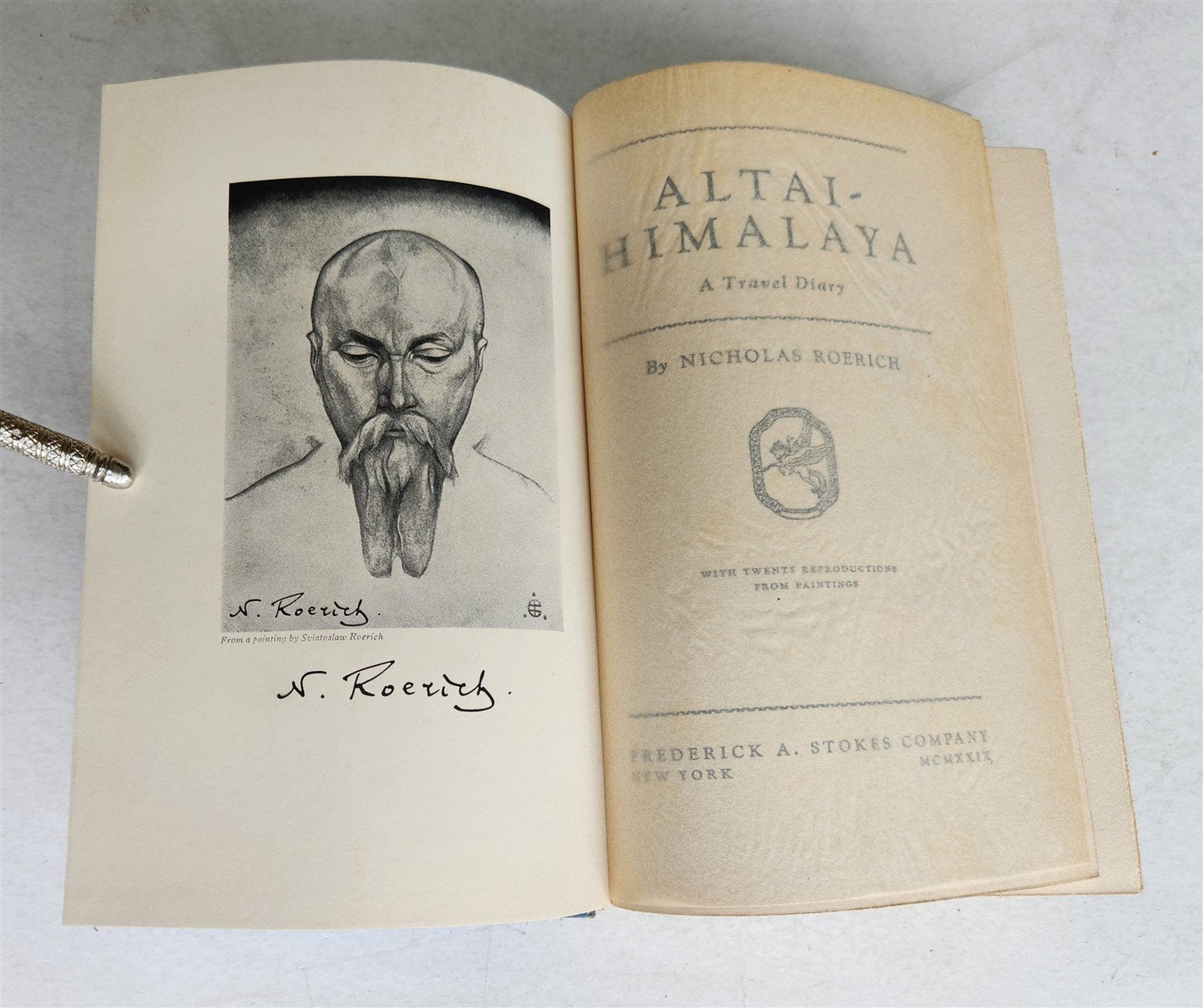 1929 ALTAI-HIMALAYA TRAVEL DIARY by RUSSIAN ARTIST NICHOLAS ROERICH antique