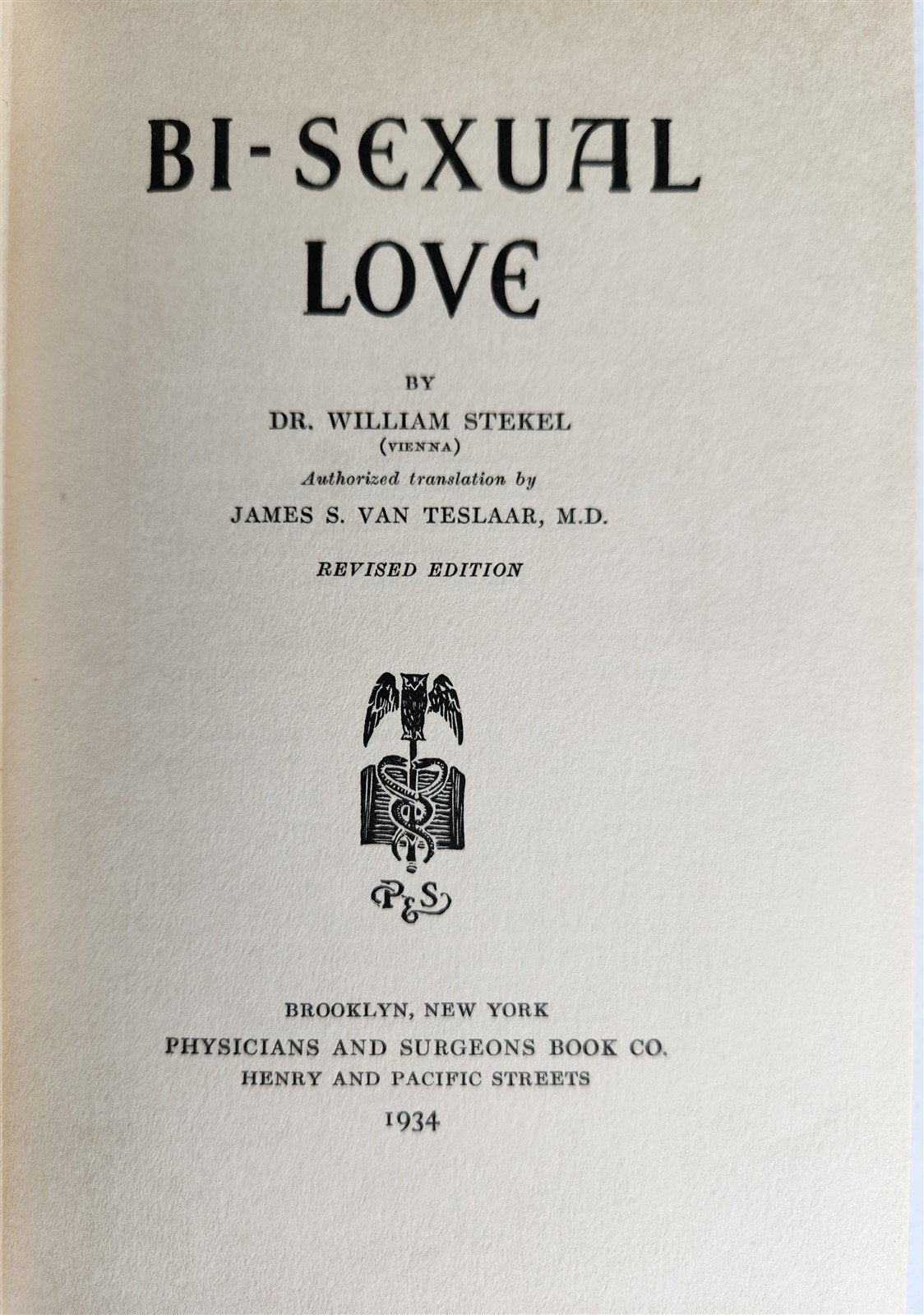 1934 BI-SEXUAL LOVE by Dr. William Stekel vintage