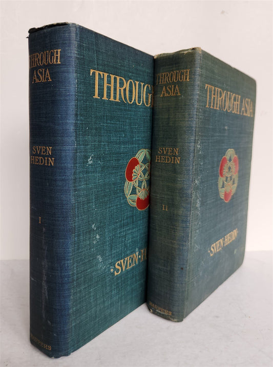 1898 THROUGH ASIA by SVEN HEDIN antique ILLUSTRATED w/ 300 PICTURES 2 volumes