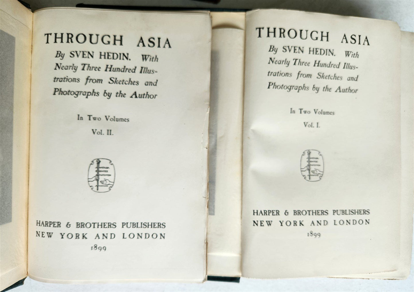 1898 THROUGH ASIA by SVEN HEDIN antique ILLUSTRATED w/ 300 PICTURES 2 volumes