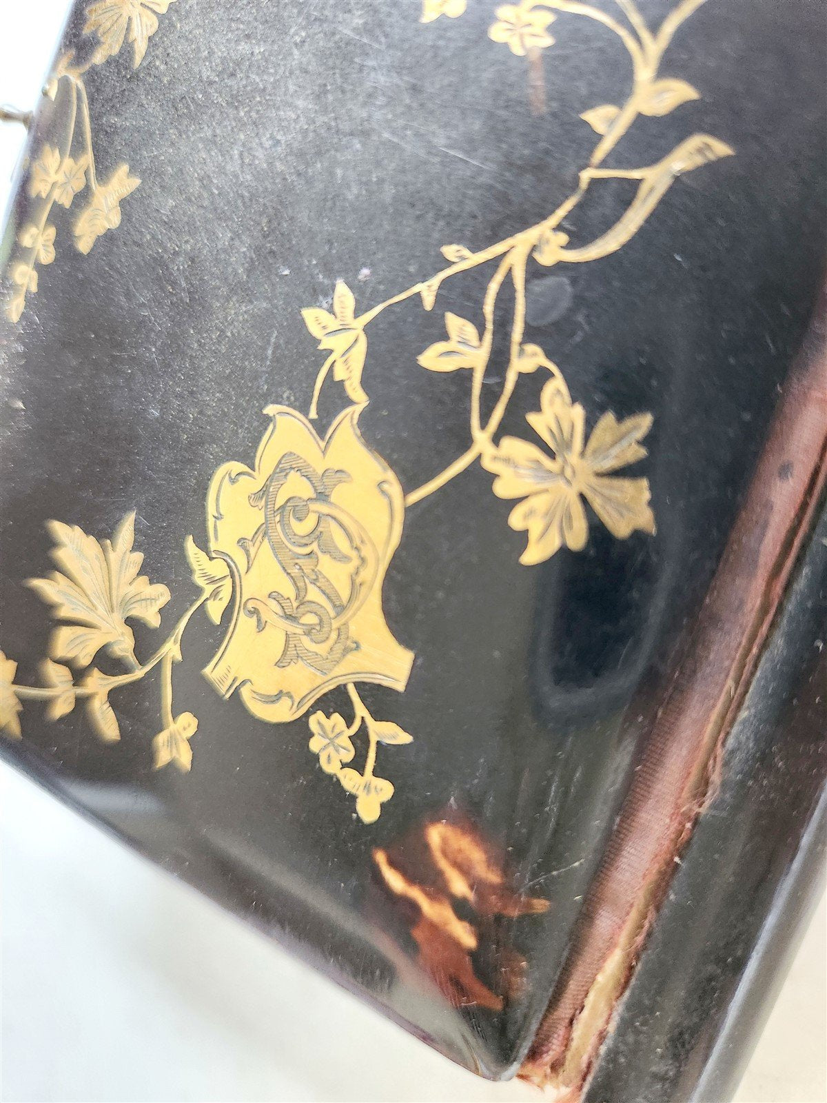 1889 TORTOISESHELL GOLD INLAY BINDING CATHOLIC PRAYER BOOK LATIN/FRENCH antique