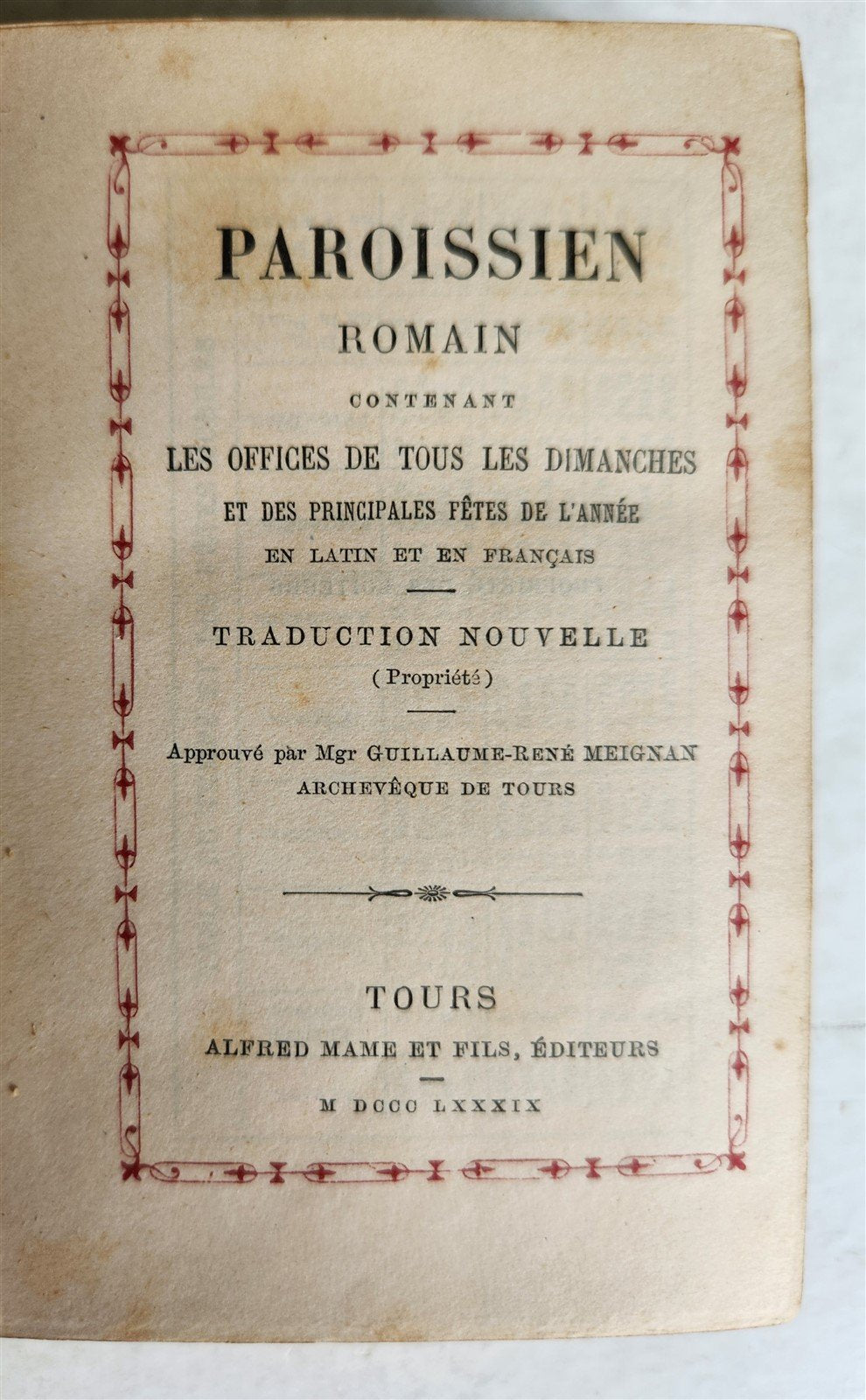 1889 TORTOISESHELL GOLD INLAY BINDING CATHOLIC PRAYER BOOK LATIN/FRENCH antique