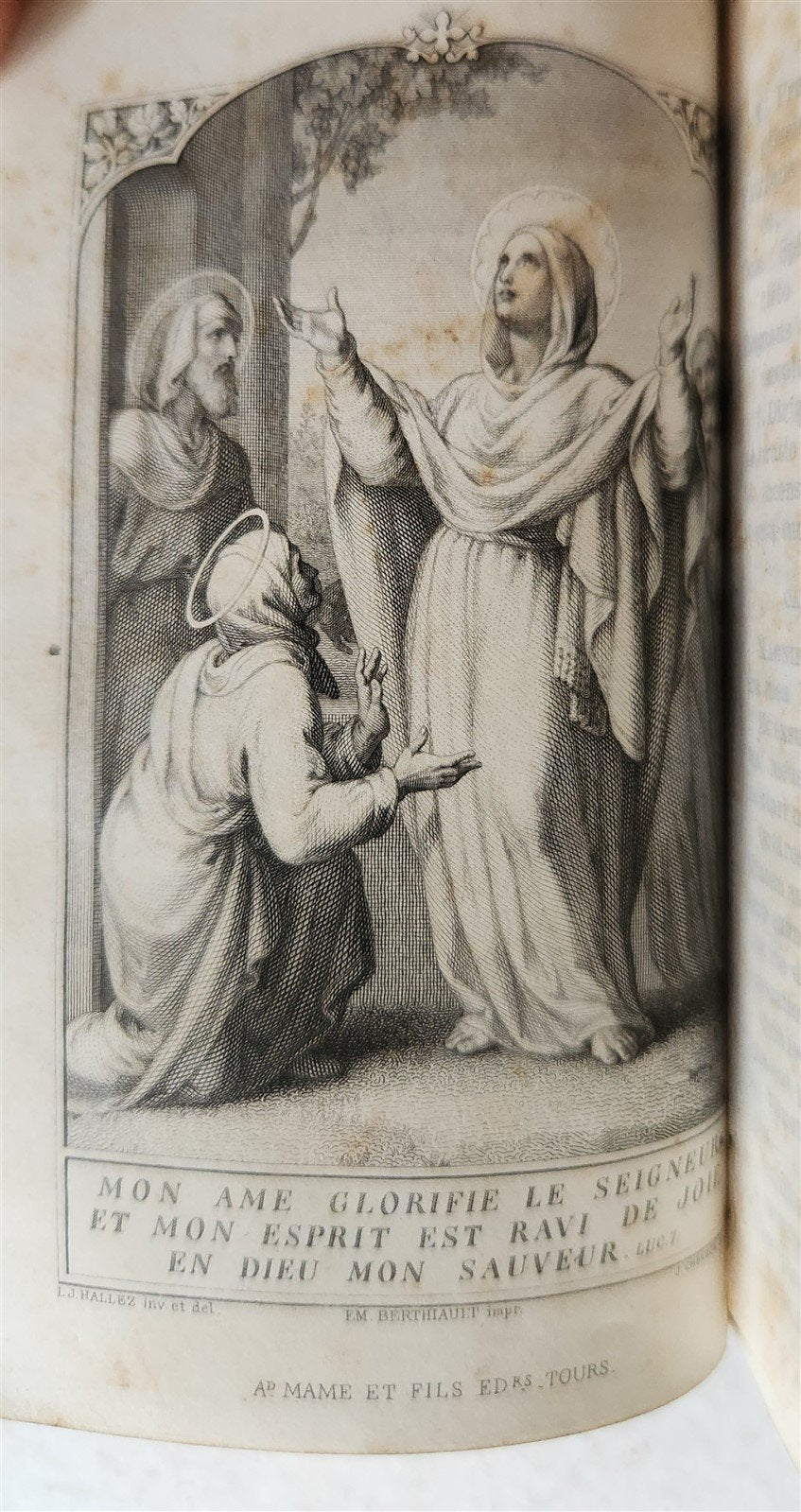 1870 BONE BINDING CATHOLIC PRAYER BOOK in FRENCH & LATIN antique