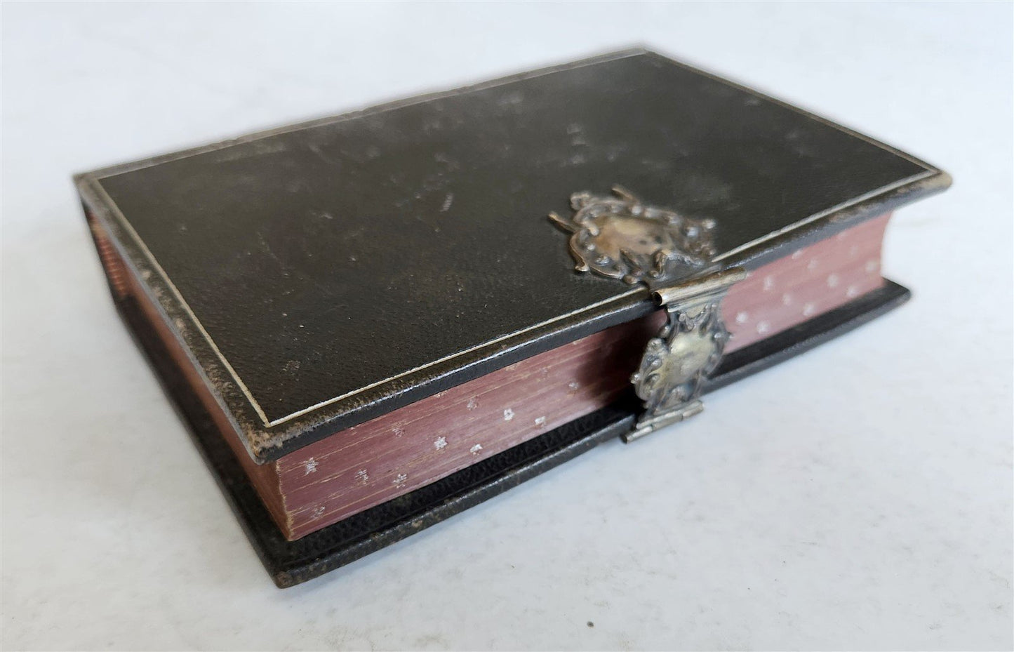 1886 GERMAN HYMNAL BOOK w/ SILVER CLASP antique