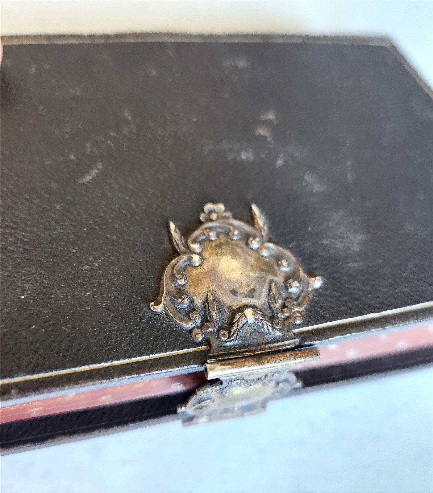 1886 GERMAN HYMNAL BOOK w/ SILVER CLASP antique