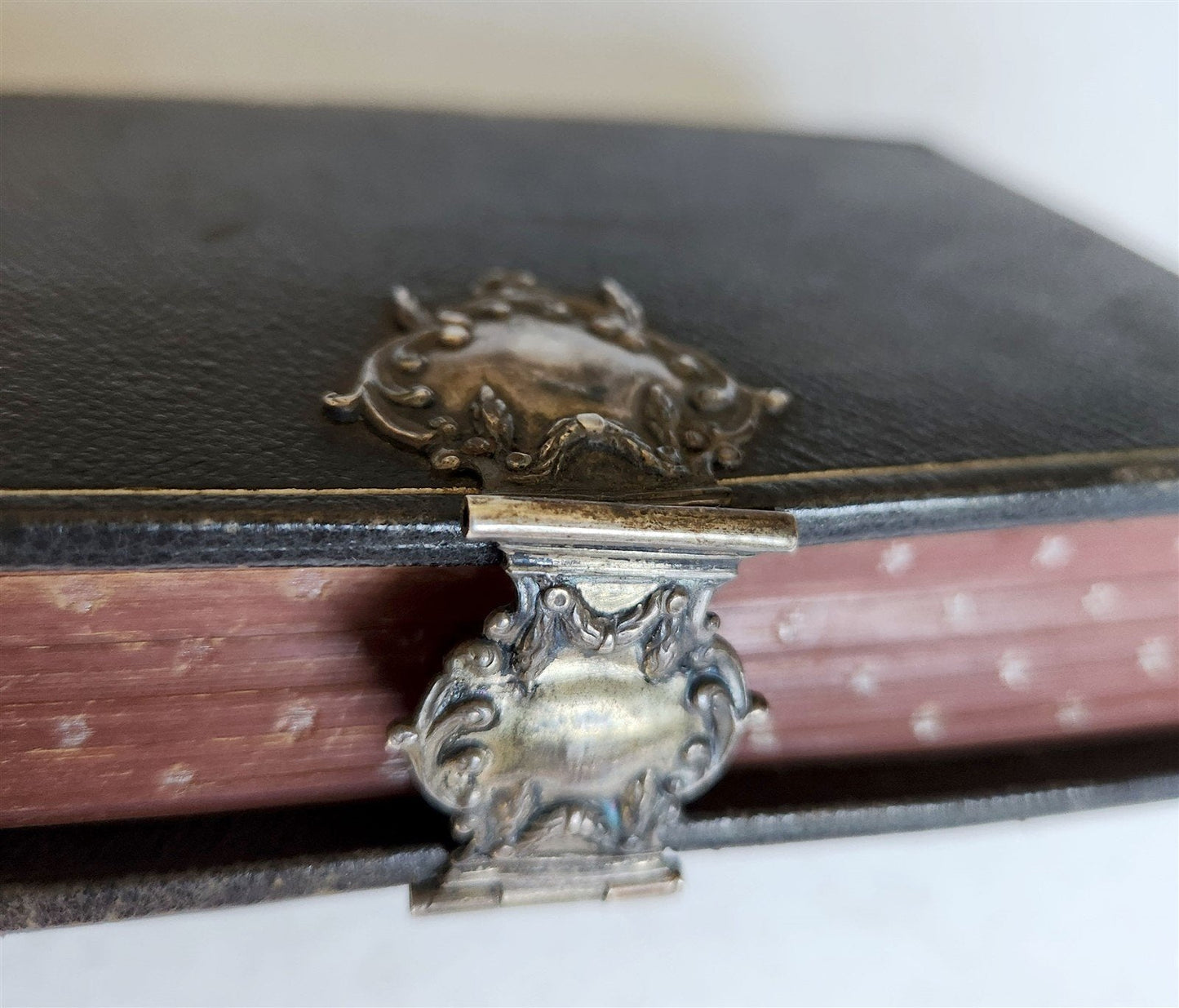 1886 GERMAN HYMNAL BOOK w/ SILVER CLASP antique