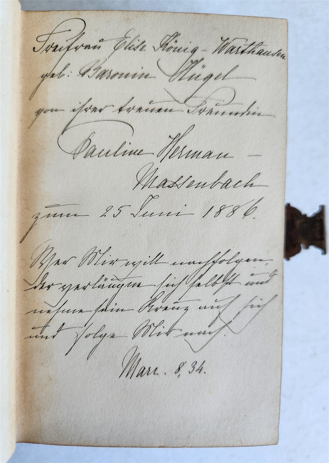 1886 GERMAN HYMNAL BOOK w/ SILVER CLASP antique