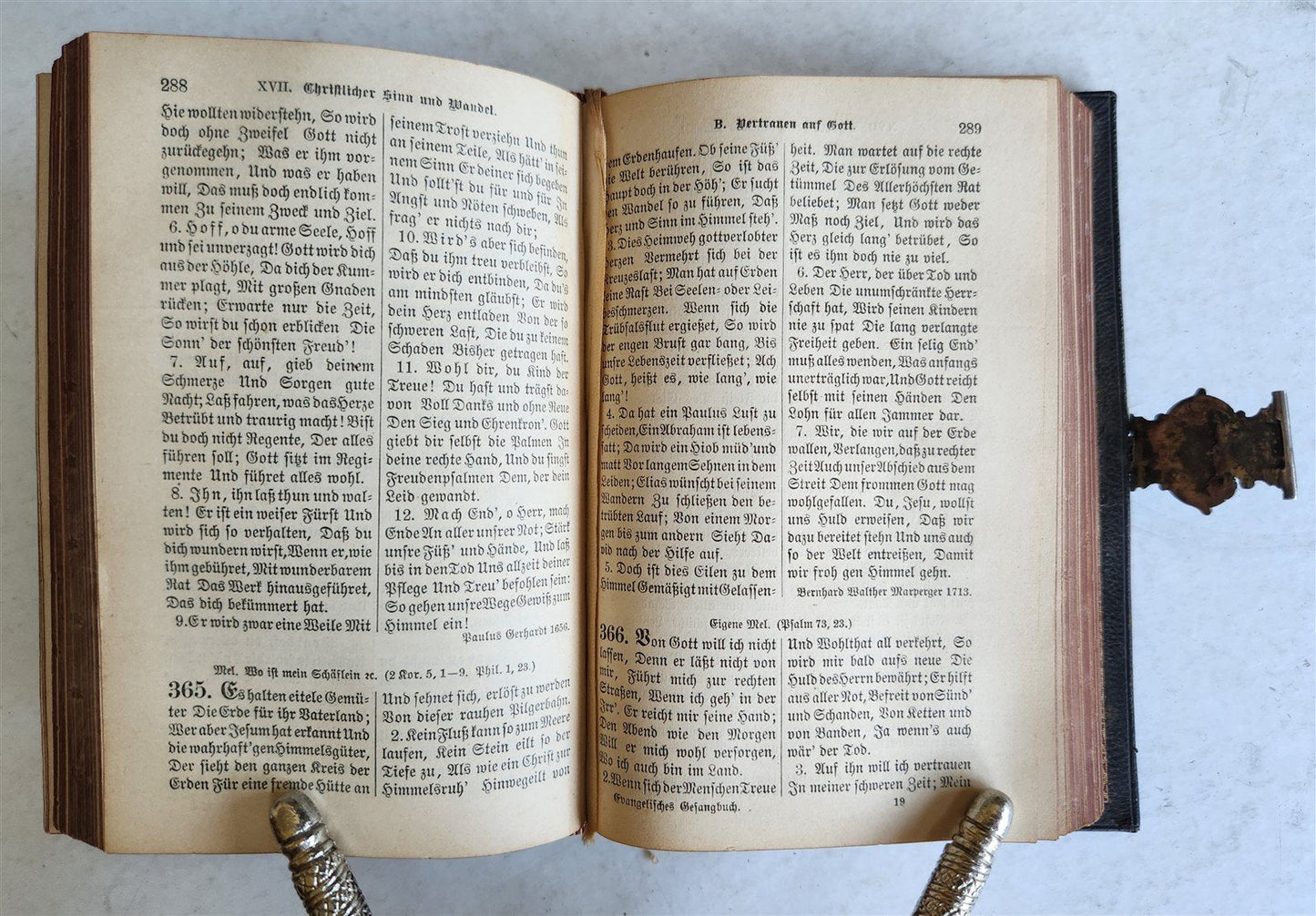 1886 GERMAN HYMNAL BOOK w/ SILVER CLASP antique