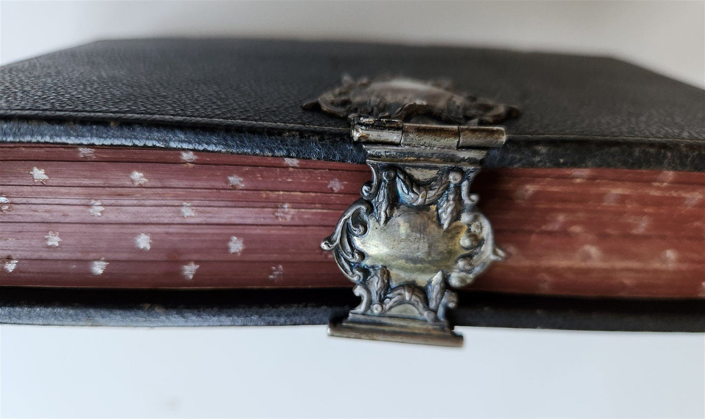 1886 GERMAN HYMNAL BOOK w/ SILVER CLASP antique