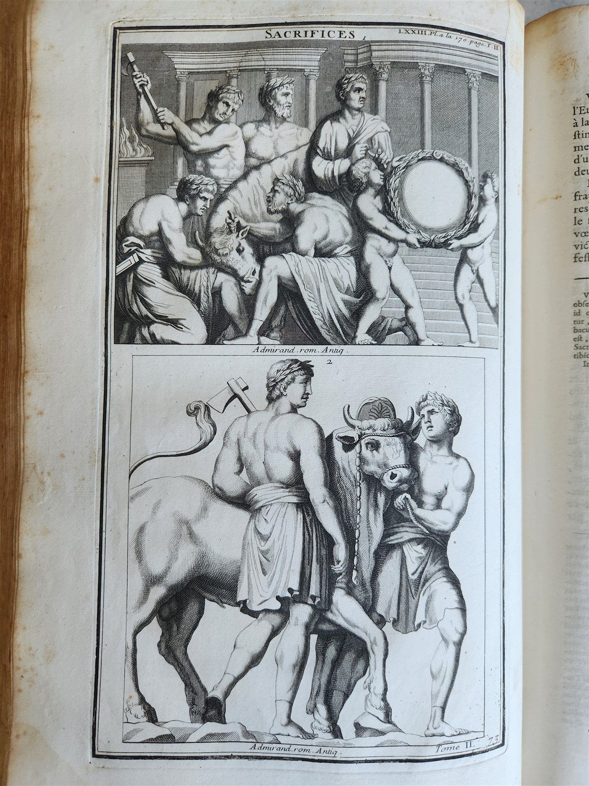 1719 CULTS of ROMANS & GREEKS antique FOLIO RICHLY ILLUSTRATED w/ 104 PLATES