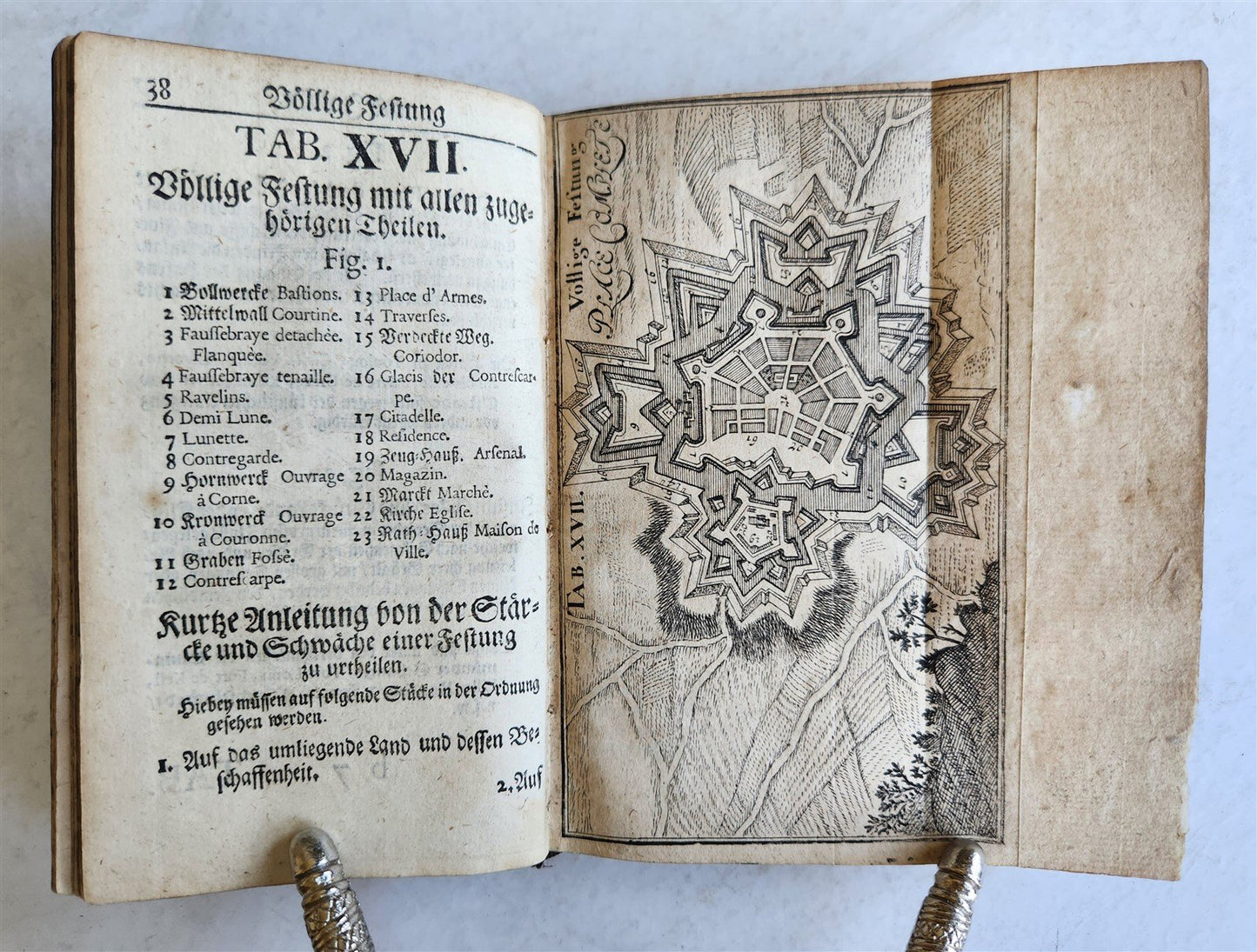 1715 MILITARY FORTIFICATIONS antique ILLUSTRATED w/ 21 PLATES in GERMAN