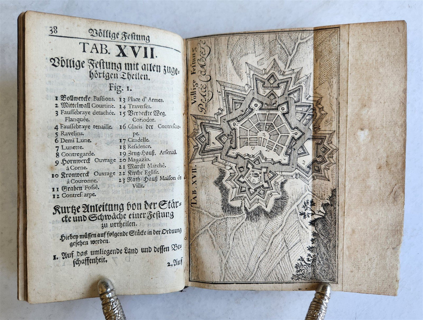 1715 MILITARY FORTIFICATIONS antique ILLUSTRATED w/ 21 PLATES in GERMAN