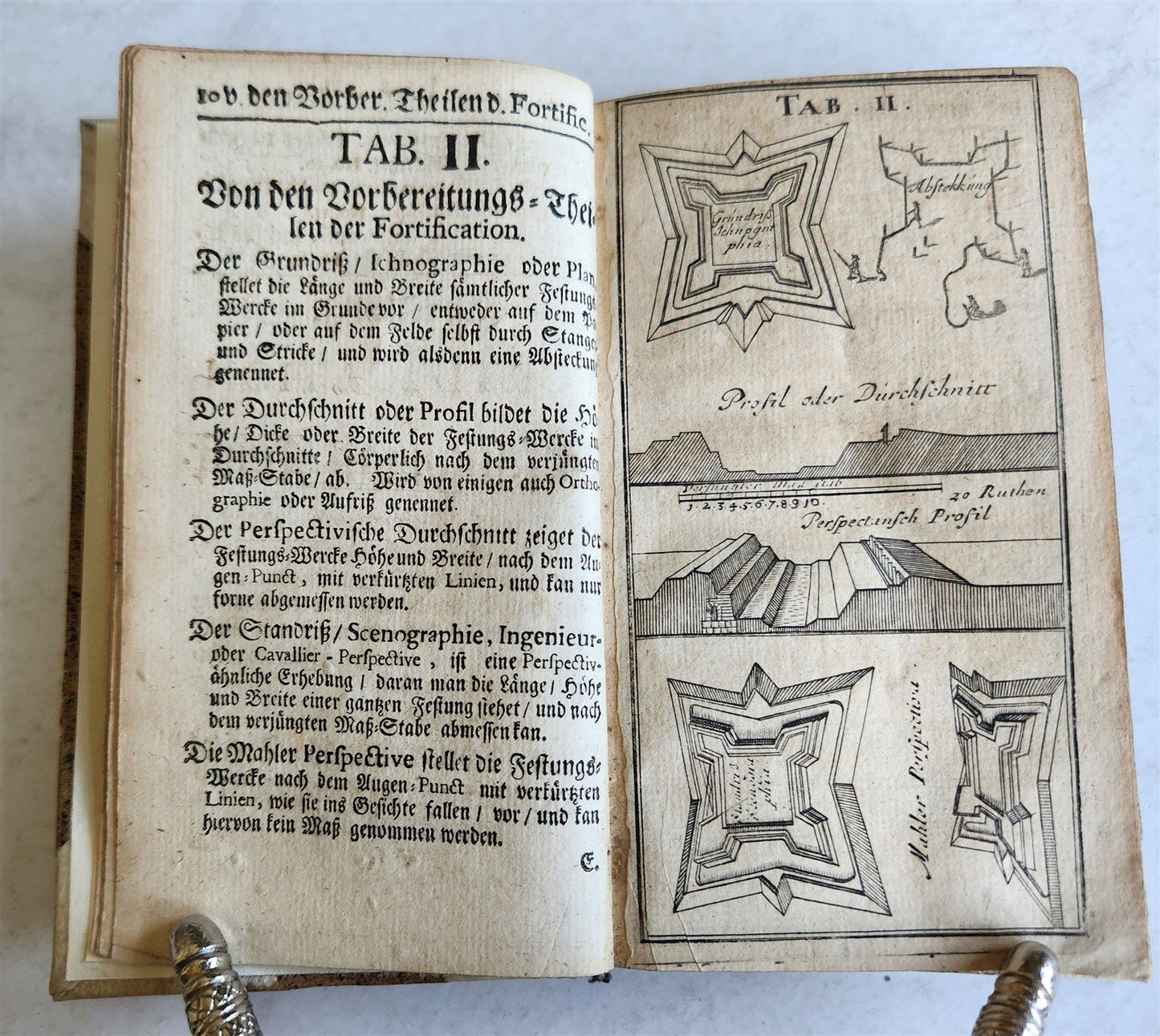 1715 MILITARY FORTIFICATIONS antique ILLUSTRATED w/ 21 PLATES in GERMAN