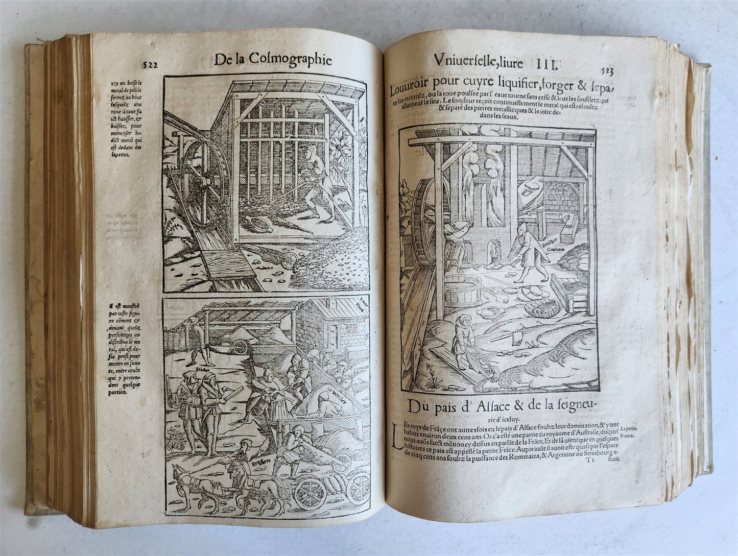 1568 COSMOGRAPHY by Sebastian Munster antique RARE ILLUSTRATED w/ MAPS VELLUM