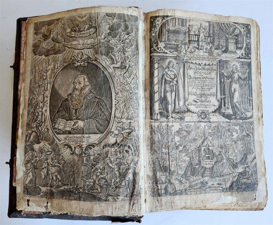 1701 BIBLE COMMENTARIES by J. Spangenberg antique ILLUSTRATED FOLIO in GERMAN