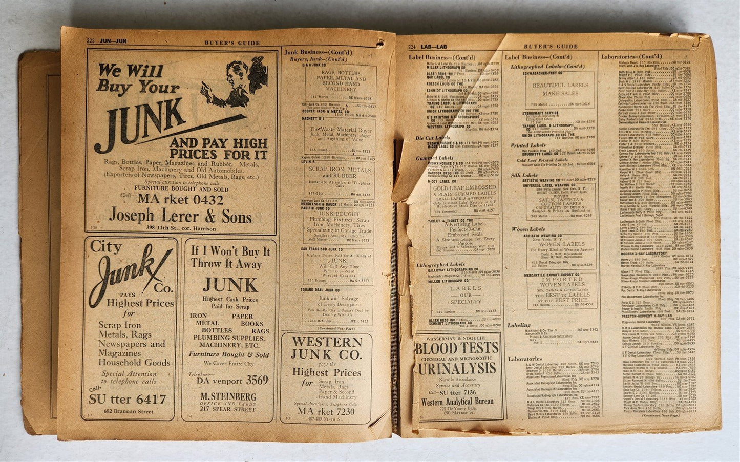 SAN FRANCISCO and BAY COUNTIES TELEPHONE DIRECTORY antique