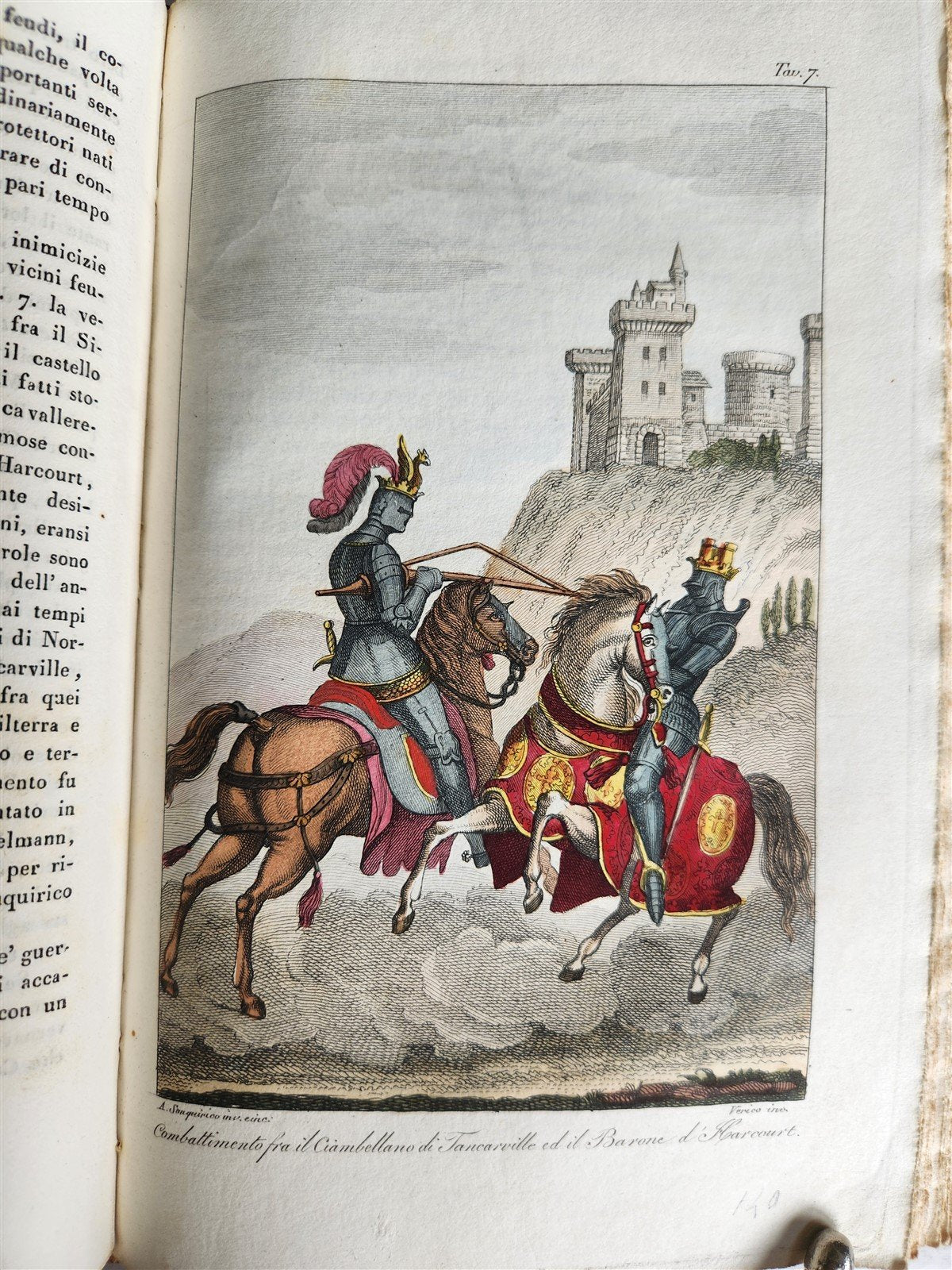 1830 ILLUSTRATED HISTORY of CAVALRY CHIVALRY antique in ITALIAN