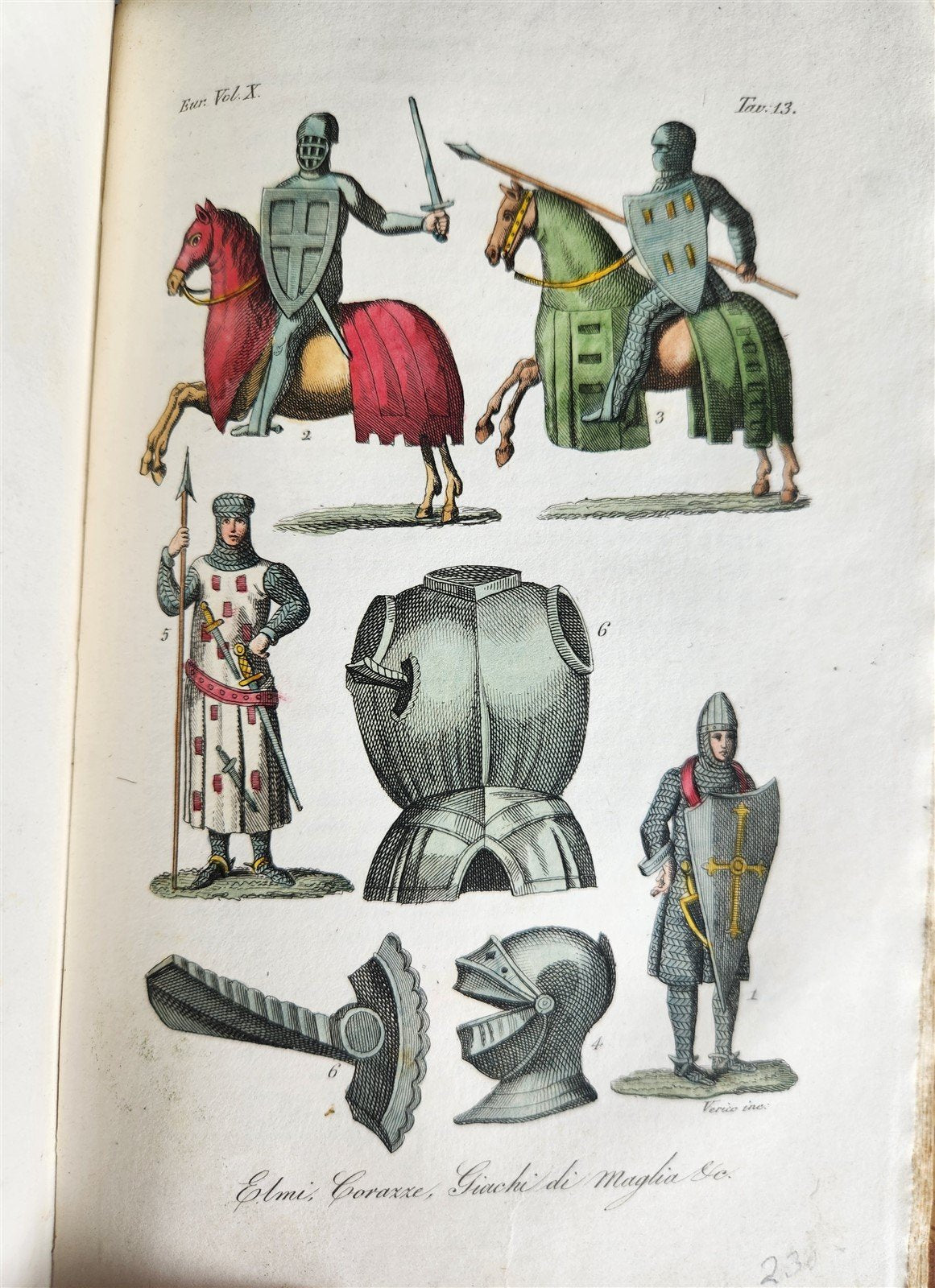 1830 ILLUSTRATED HISTORY of CAVALRY CHIVALRY antique in ITALIAN