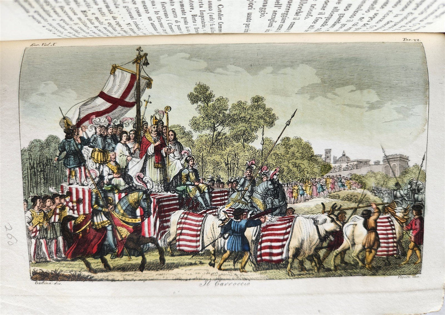 1830 ILLUSTRATED HISTORY of CAVALRY CHIVALRY antique in ITALIAN