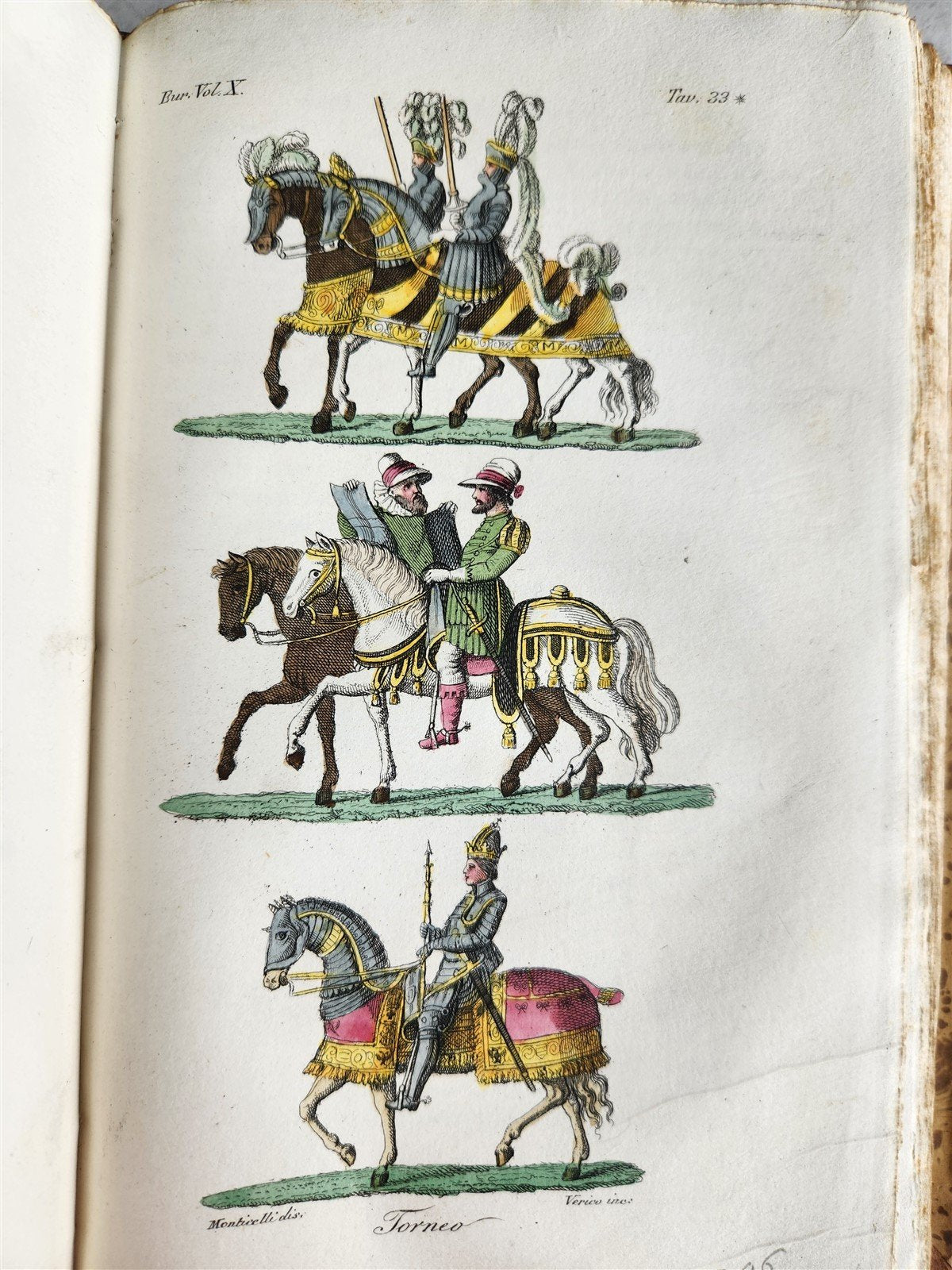 1830 ILLUSTRATED HISTORY of CAVALRY CHIVALRY antique in ITALIAN