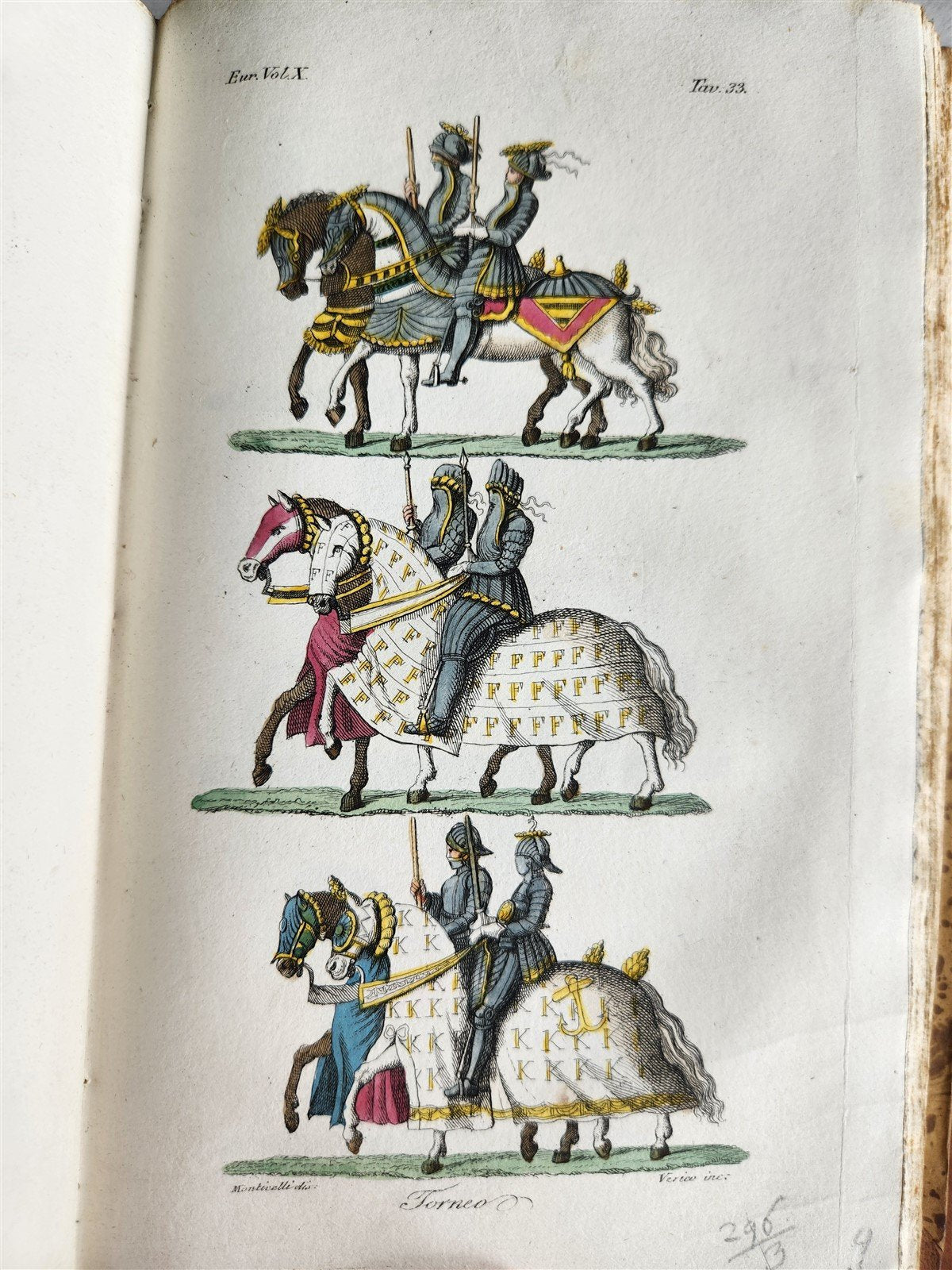 1830 ILLUSTRATED HISTORY of CAVALRY CHIVALRY antique in ITALIAN