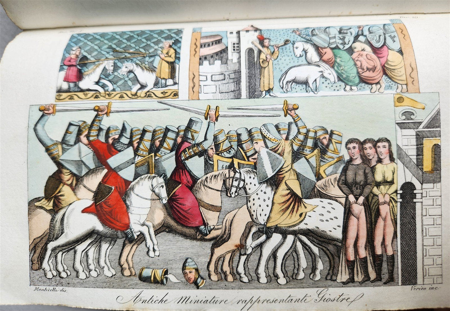 1830 ILLUSTRATED HISTORY of CAVALRY CHIVALRY antique in ITALIAN