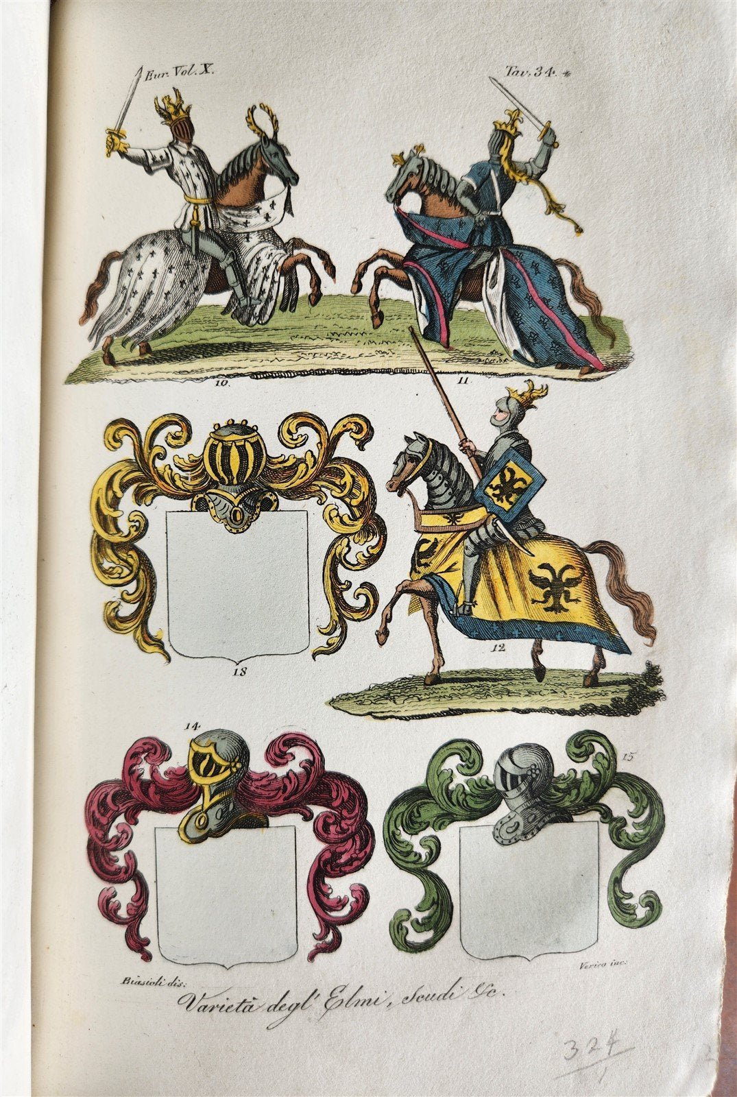 1830 ILLUSTRATED HISTORY of CAVALRY CHIVALRY antique in ITALIAN