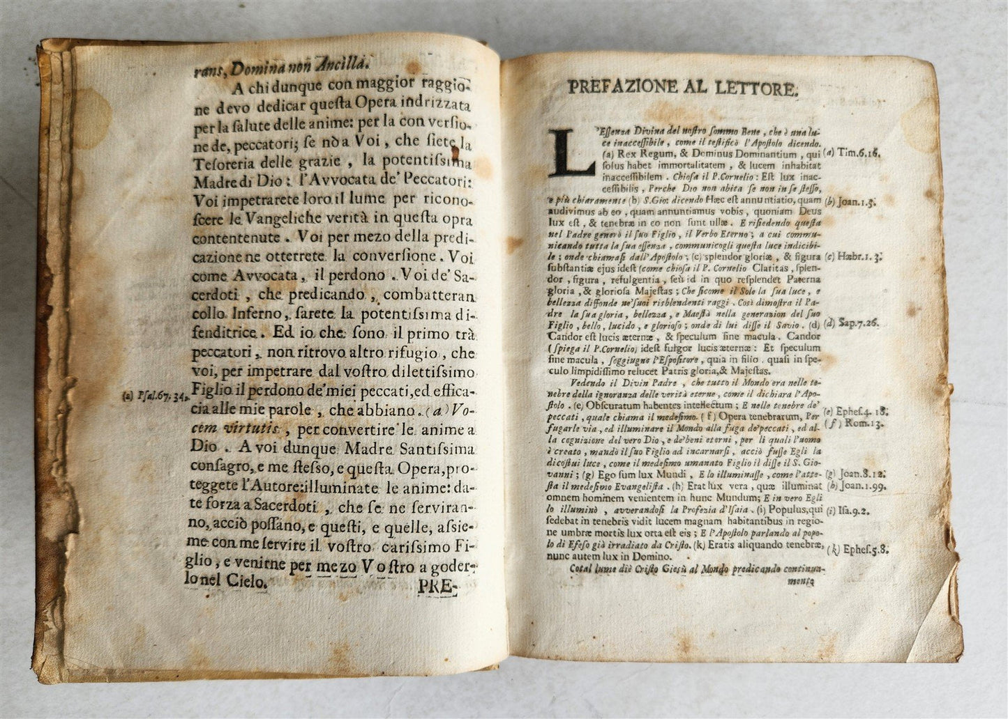 1723 THEOLOGY by D. LUDOVICO SABATINO LA LUCE EVANGELICA antique VELLUM BOUND
