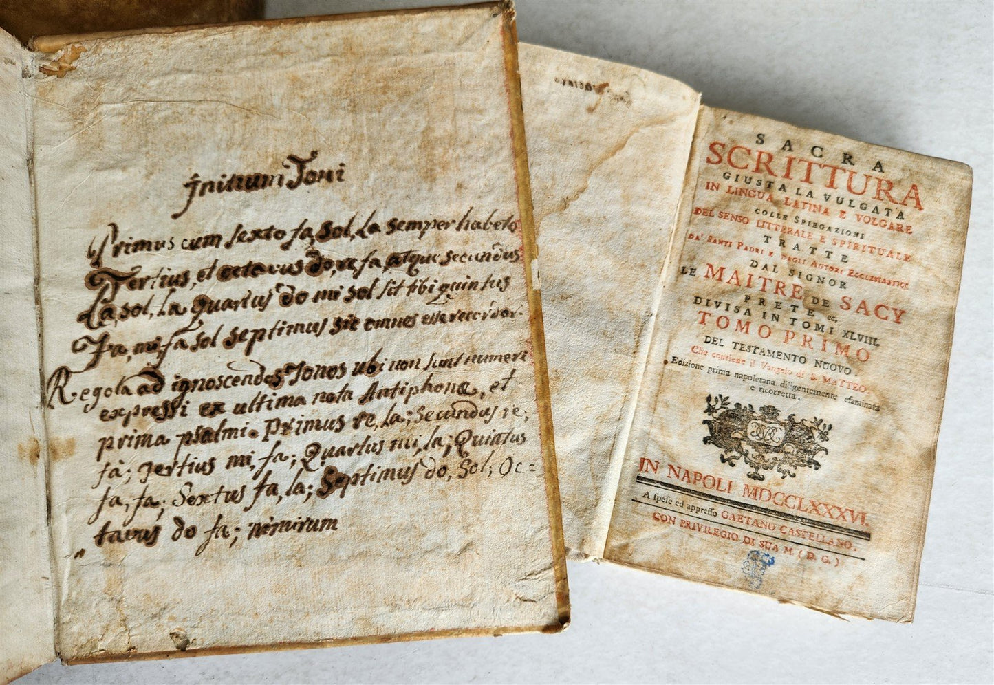 18th CENTURY LOT of 10 antique VELLUM BOUND BOOKS decorative