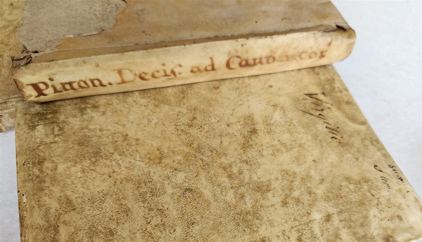 18th CENTURY LOT of 10 antique VELLUM BOUND BOOKS decorative