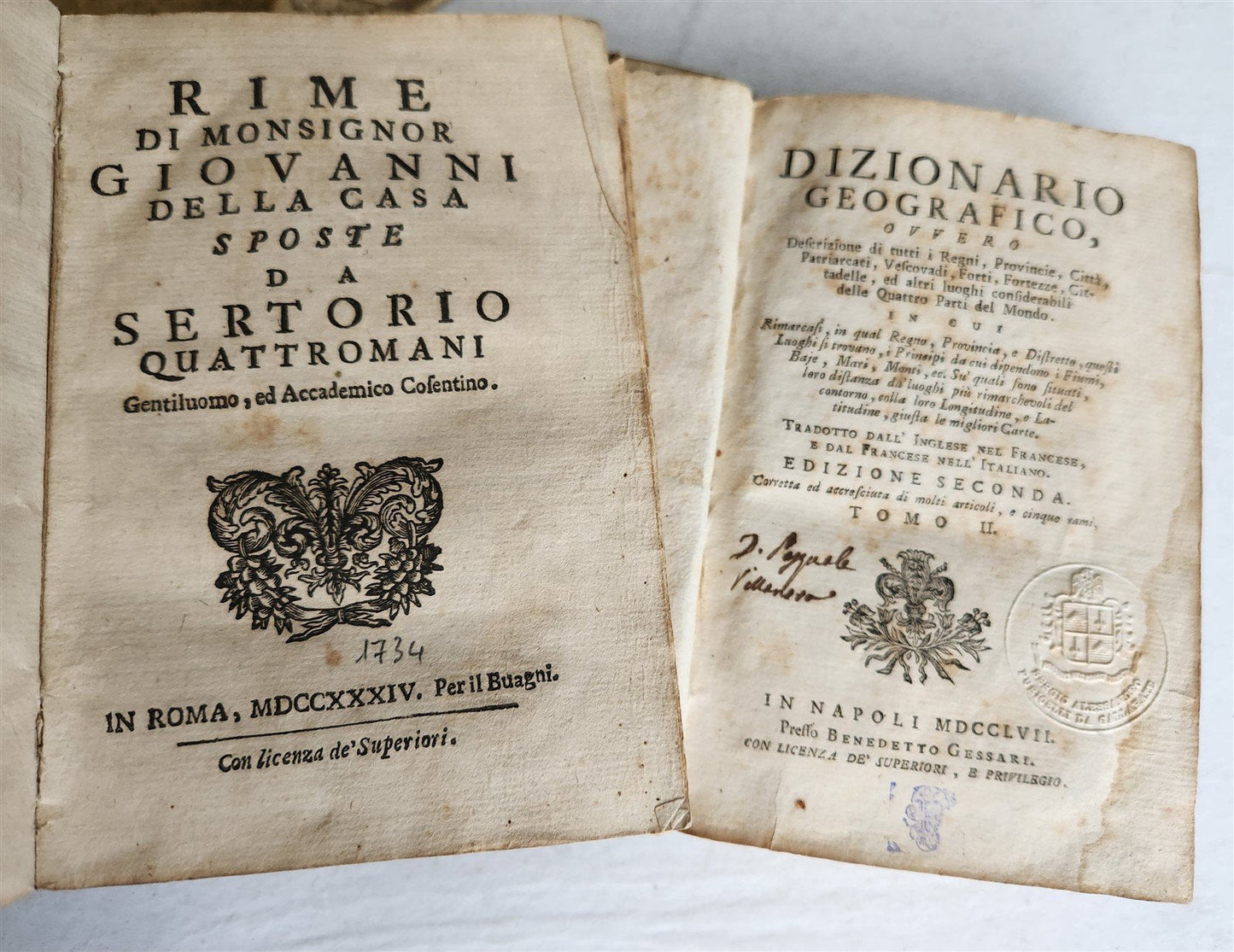 18th CENTURY LOT of 10 antique VELLUM BOUND BOOKS decorative