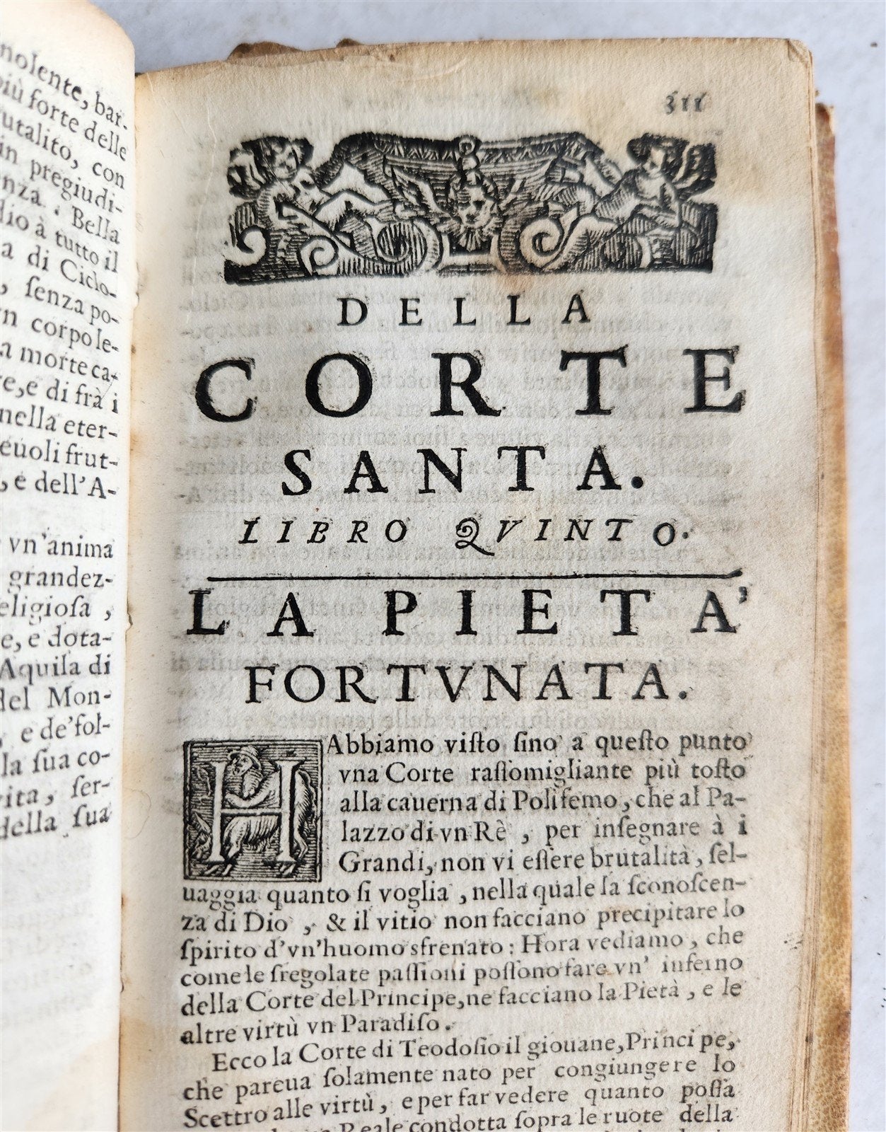 1691 LA CORTE SANTA by NICOLO CAUSINO antique VELLUM BOUND