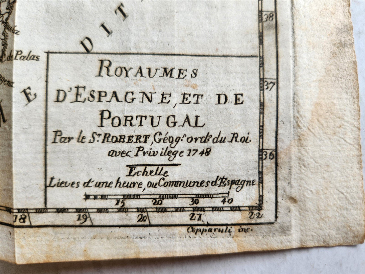 1748 SMALL MAP of PORTUGAL Antique