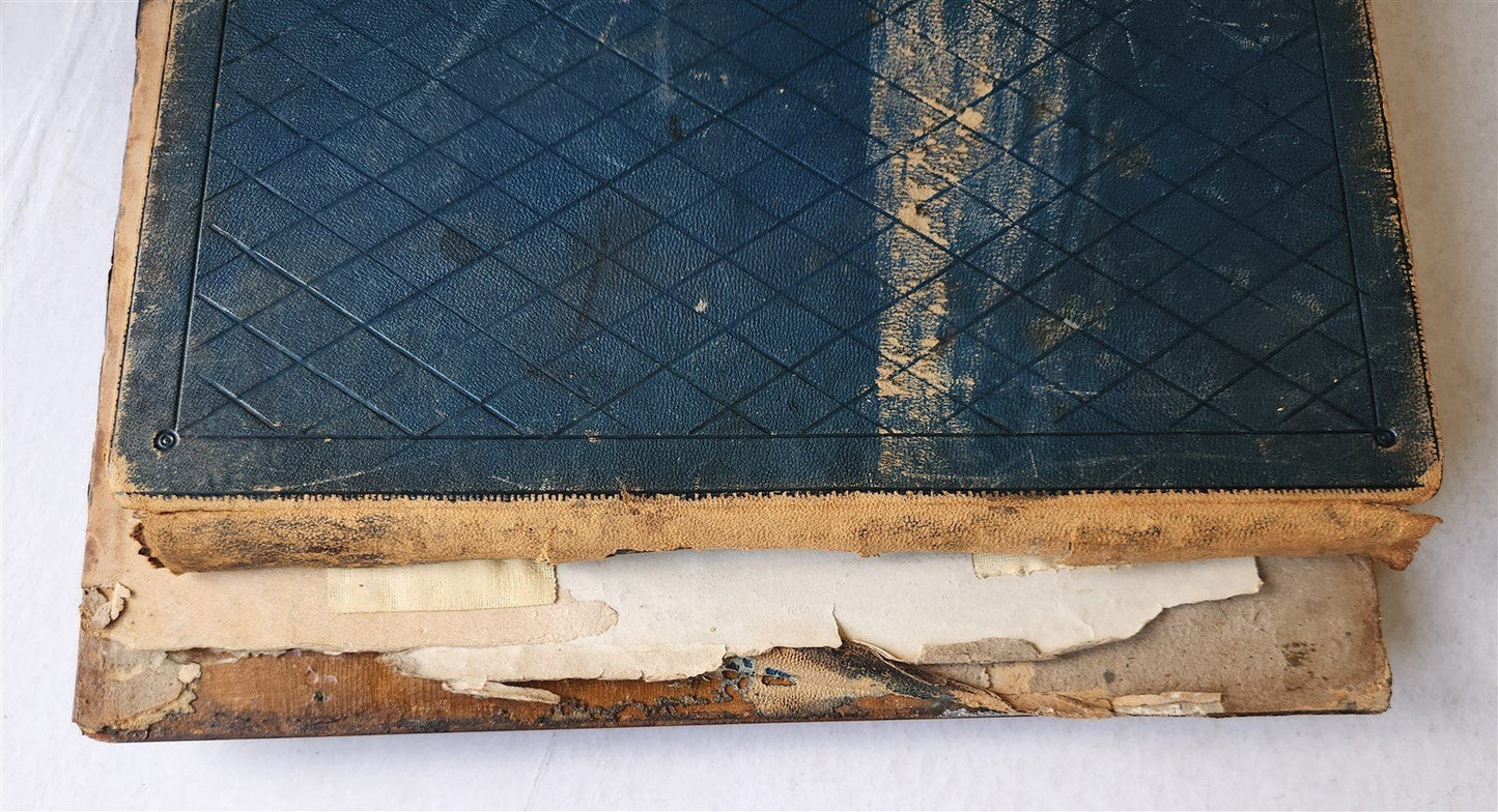 1880s FOLDER / BOOK COVER binding WOODEN w/ BRASS & WEDGWOOD DECORATIONS antique