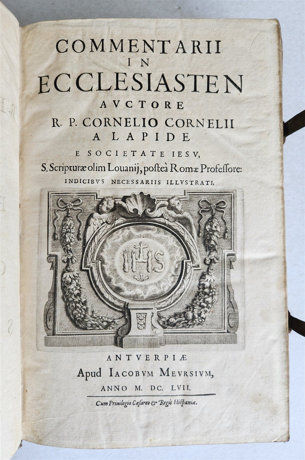 1657 Commentarii in ecclesiasten by CORNELIO LAPIDE antique PIGSKIN FOLIO