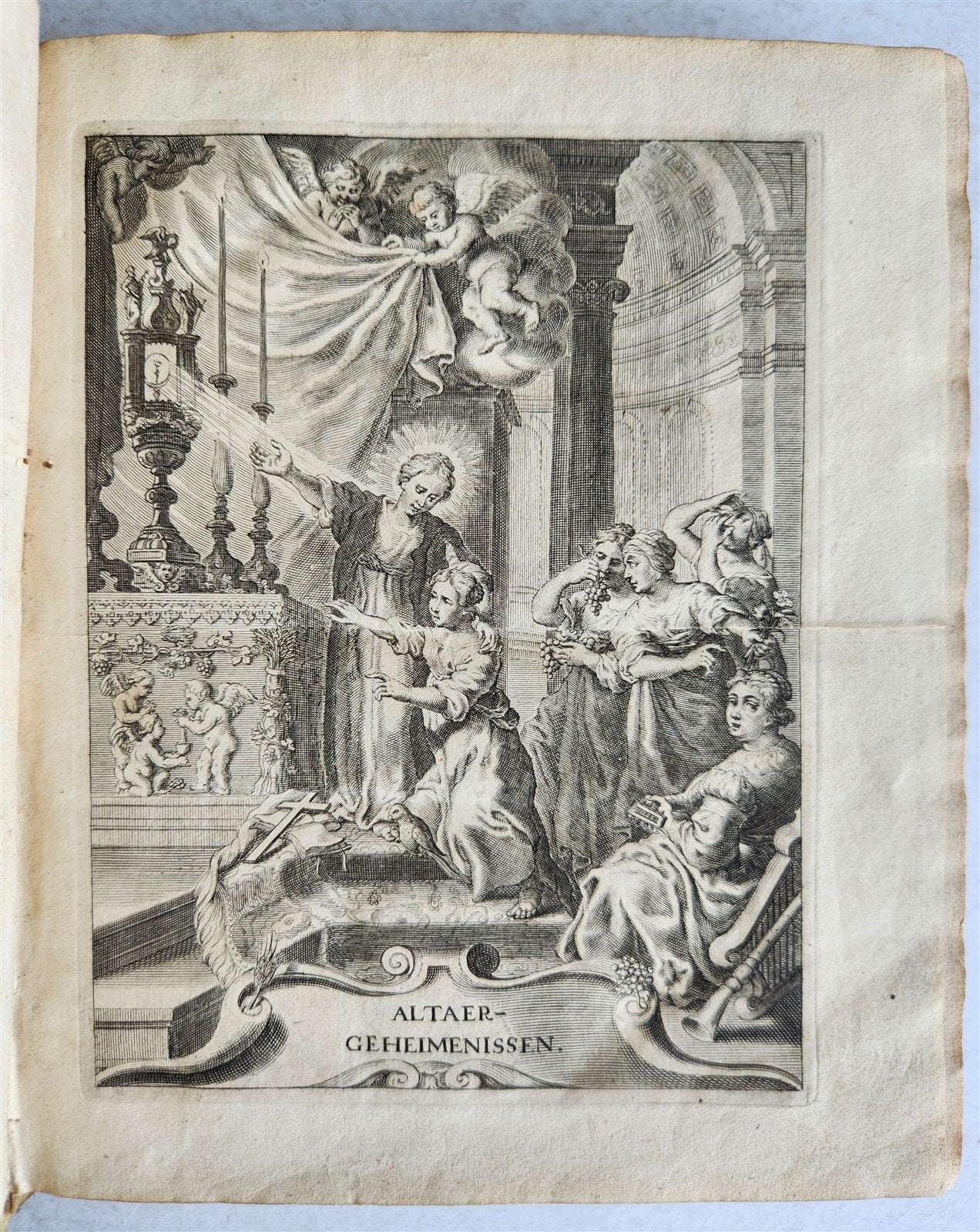 1718 ALTAR SECRETS in DUTCH ILLUSTRATED antique BLIND-STAMPED VELLUM