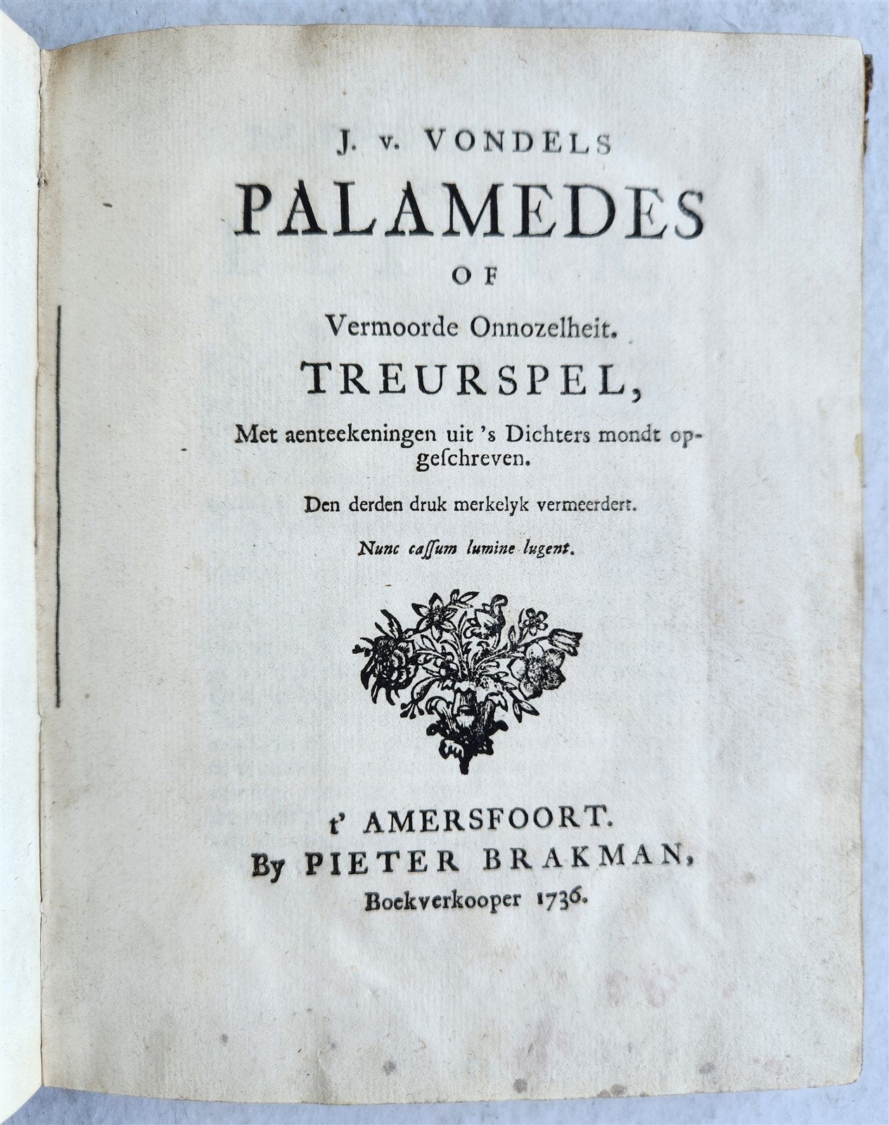 1736 POETRY in DUTCH PALAMEDES antique ILLUSTRATED