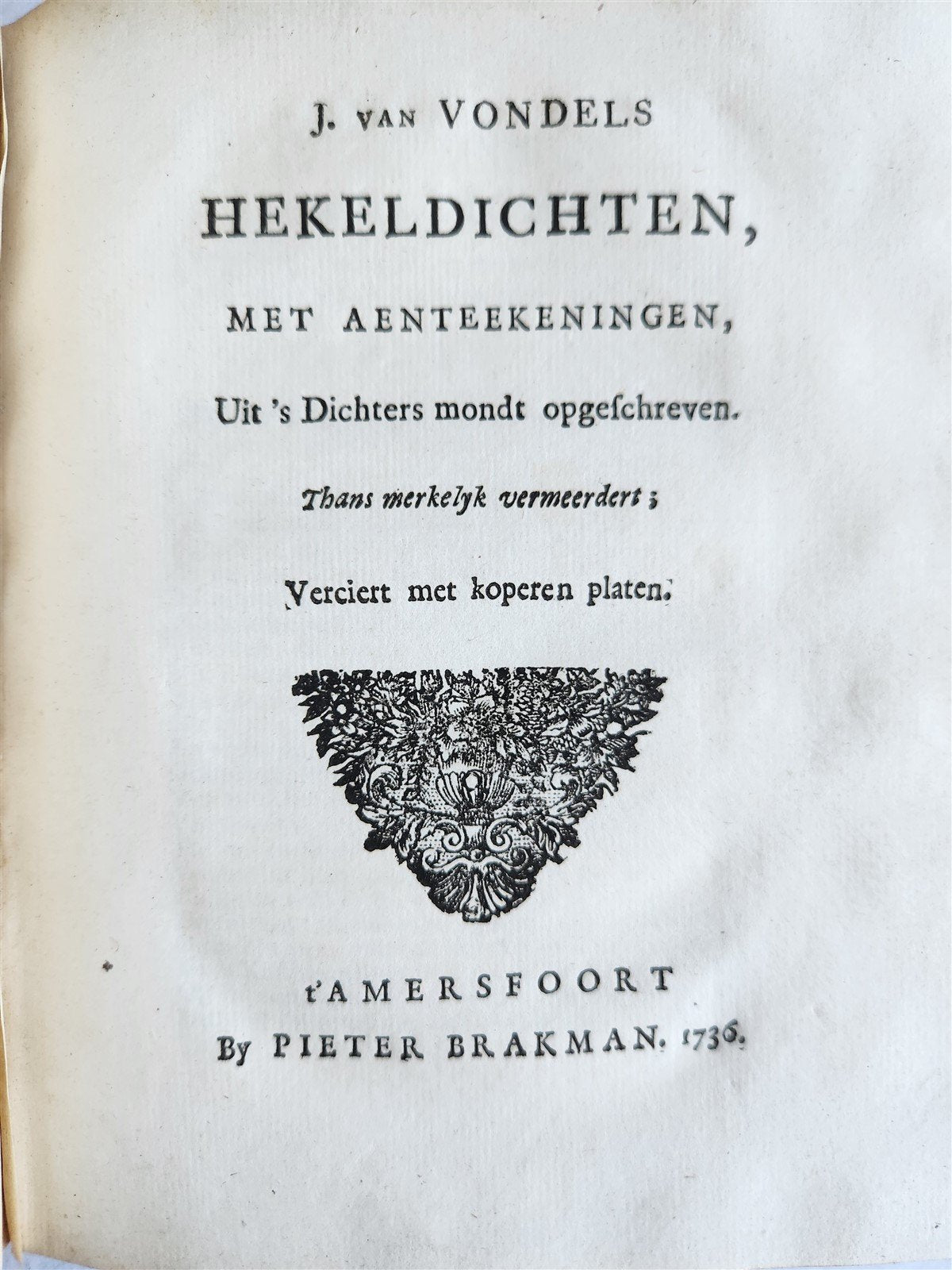 1736 POETRY in DUTCH PALAMEDES antique ILLUSTRATED